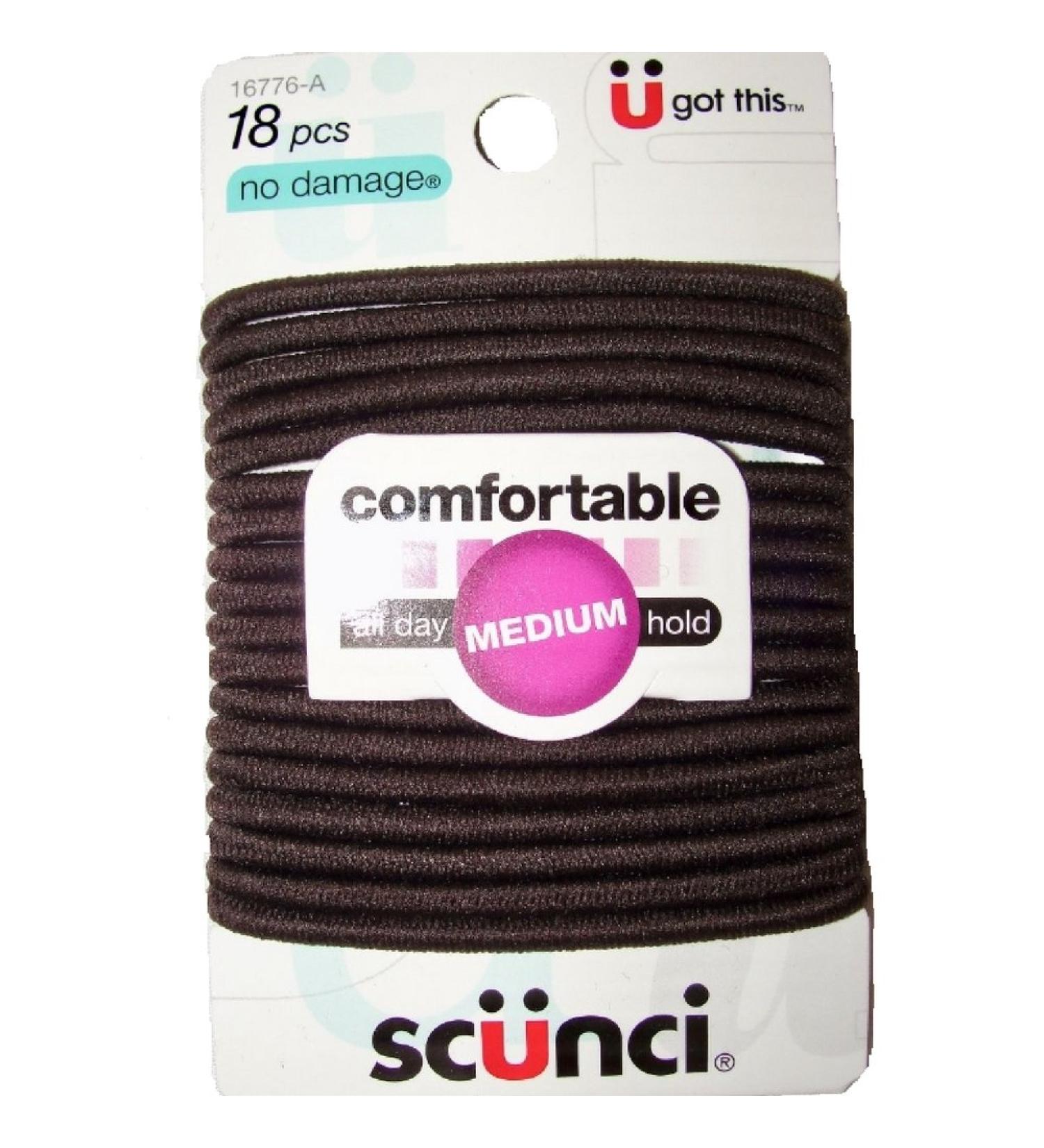 Scunci Comfortable All Day Medium Hold Black 18 ea ( Pack of 4)