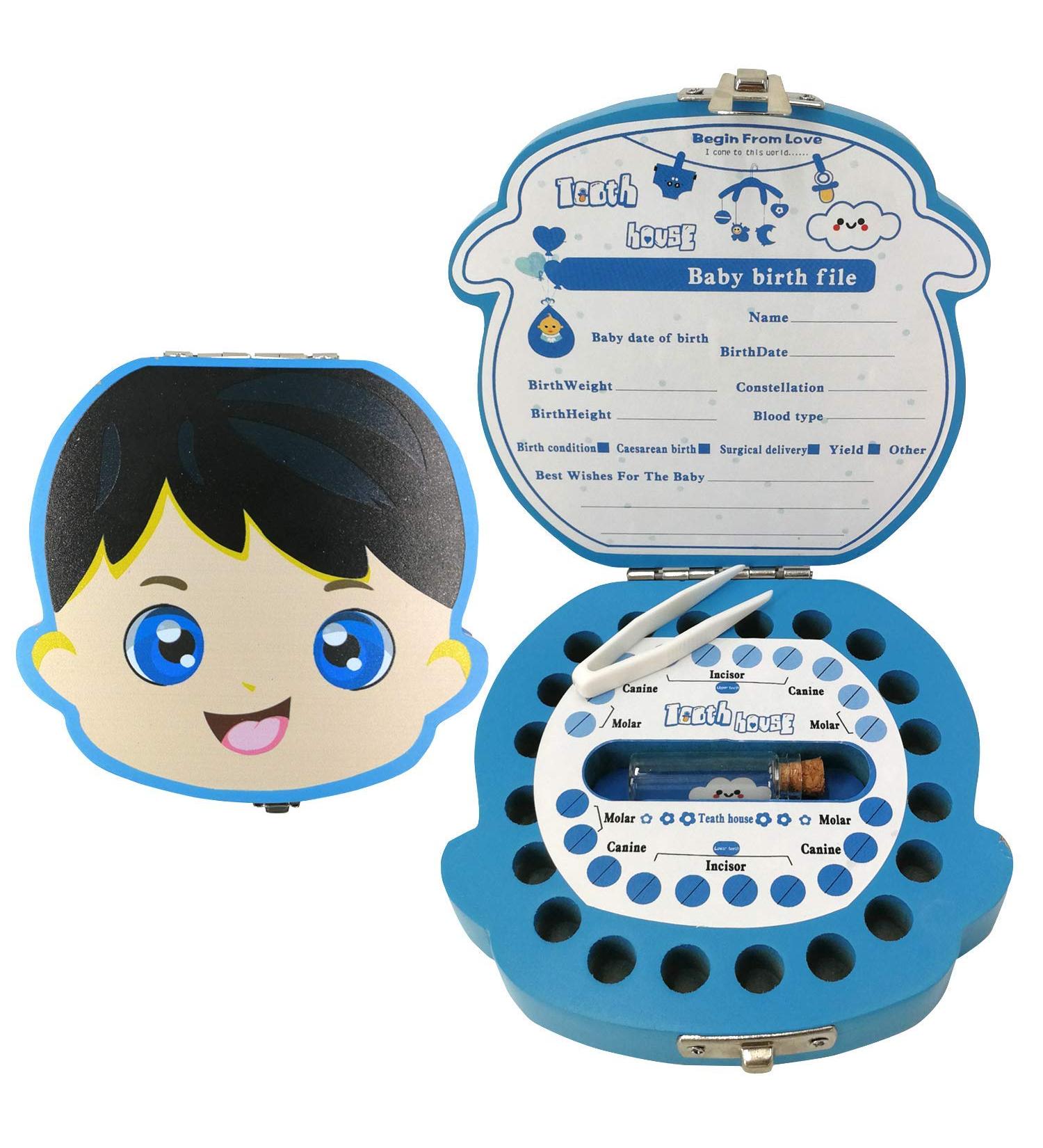 Baby Tooth Fairy Box - Wooden First Tooth Keepsake Holder for Boys - 3 Piece Set - Buy Online on GoSupps.com