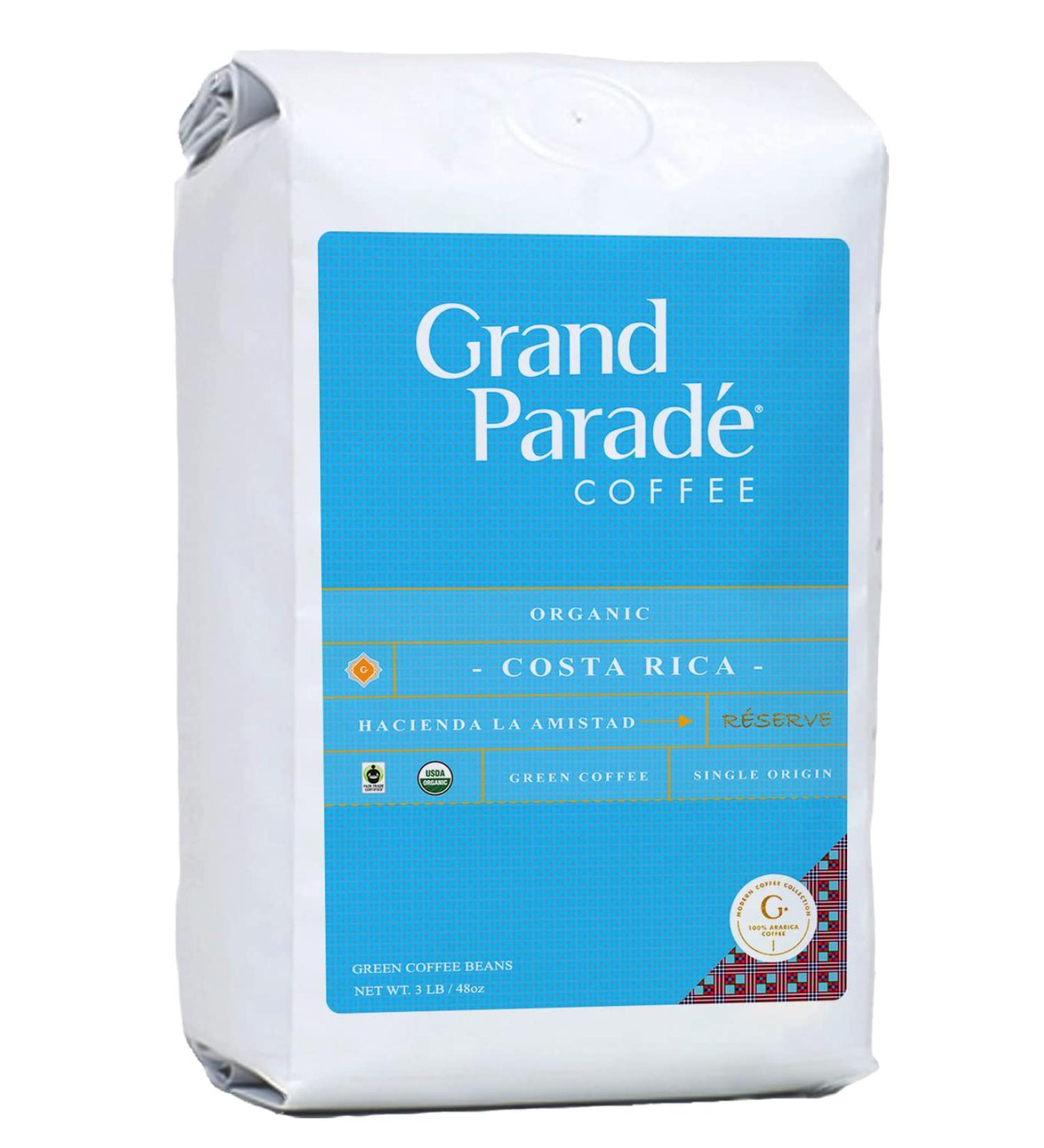 Organic Costa Rican Tarrazu Green Coffee Beans - Grand Parade Coffee 3 lb Unroasted - La Amistad Single Origin - Buy Online on GoSupps.com
