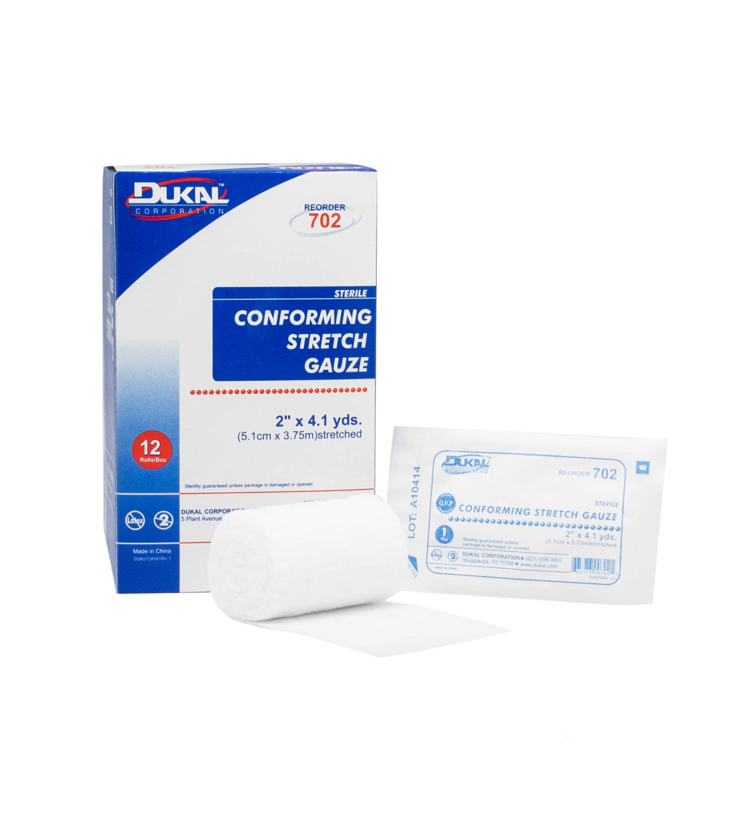 Dukal 702 Conforming Stretch Gauze Sterile 2" Width 4.1 yard. Length Pack of 96