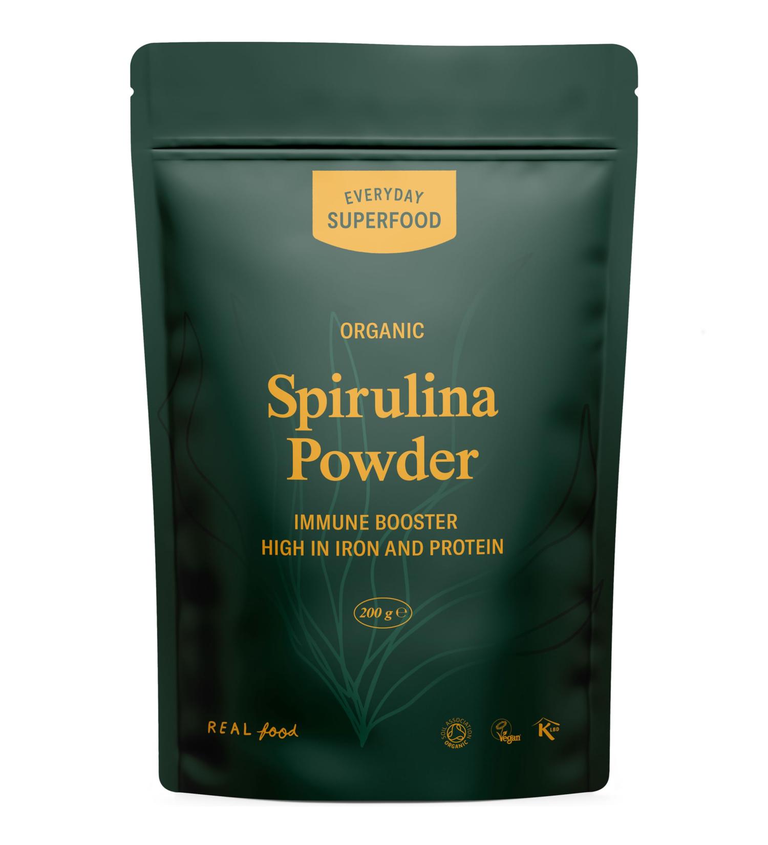 Organic Spirulina Powder 200g Premium Green Spirulina Powder for Smoothies UK Certified Organic Vegan & Kosher 200.0 grams - Buy Online on GoSupps.com