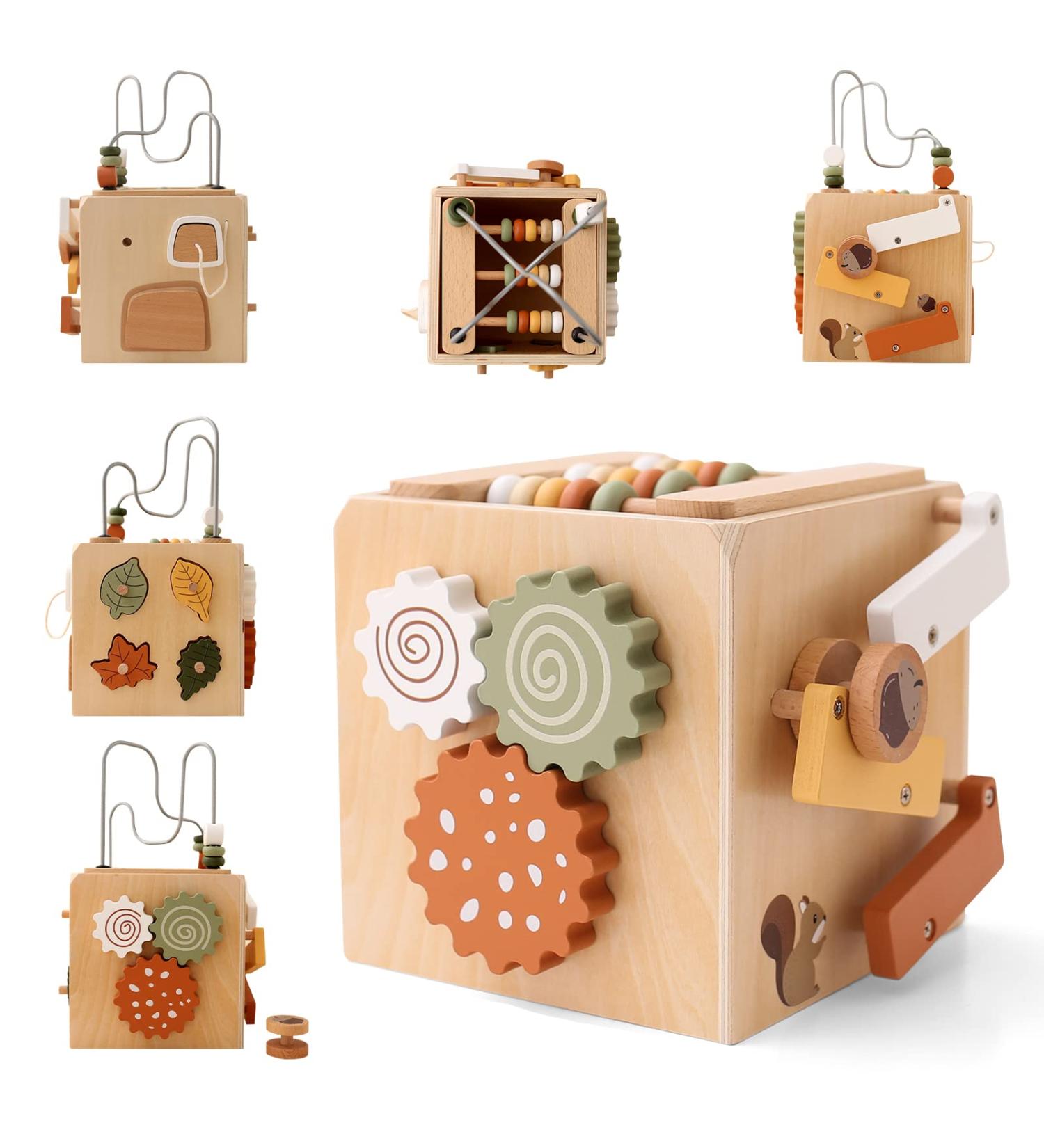 Youuus 5-in-1 Wooden Motor Cubes | Montessori Baby Toys for Motor Skills | Educational Activity Center for Toddlers - International Shipping - Buy Online on GoSupps.com