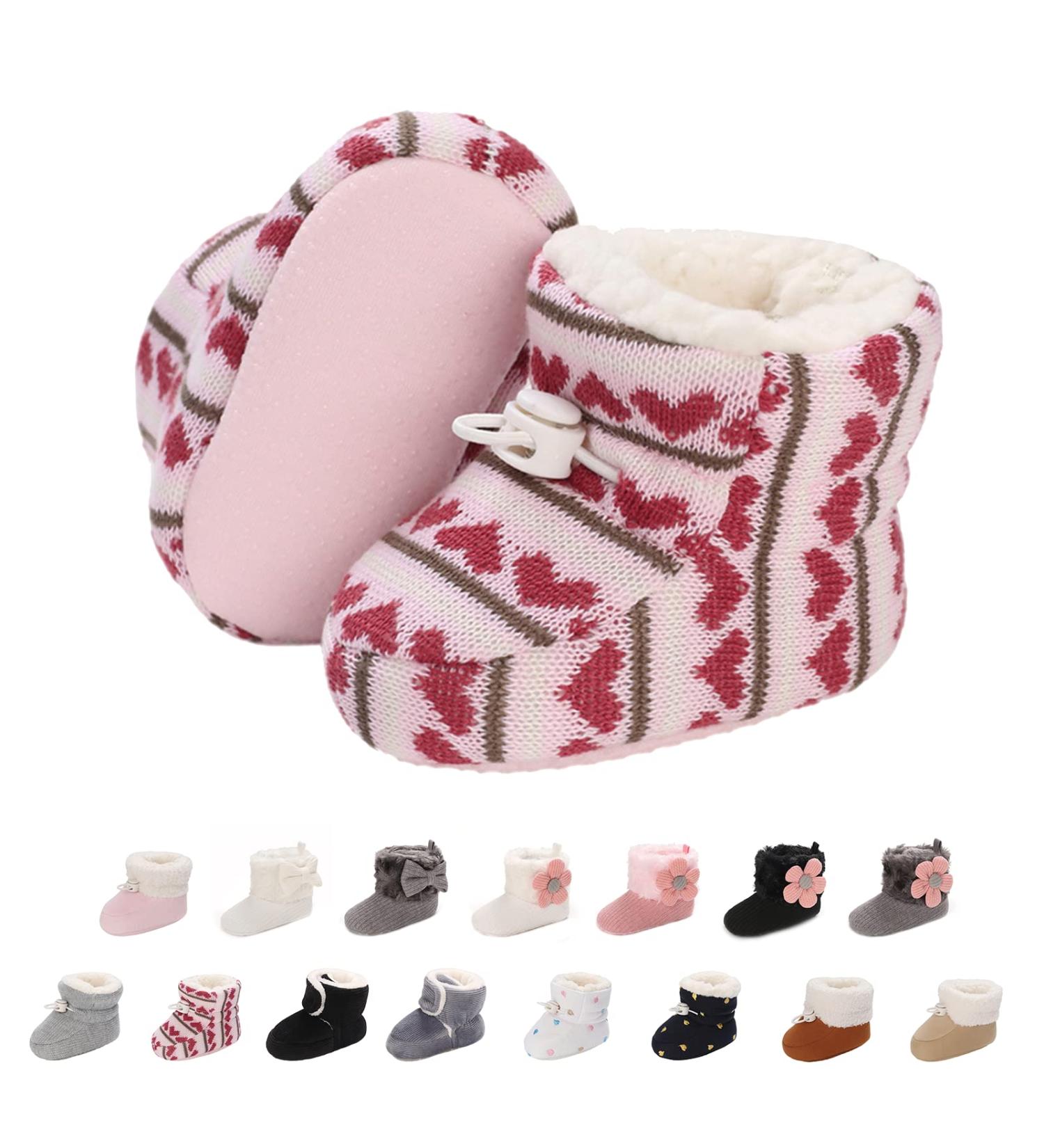 Spring Baby Winter Warm Fleece Booties | Non-Slip Soft Sole Shoes for Boys & Girls 12-18 Months | Cute Adjustable Crawling Prewalker Boots - Buy Online on GoSupps.com