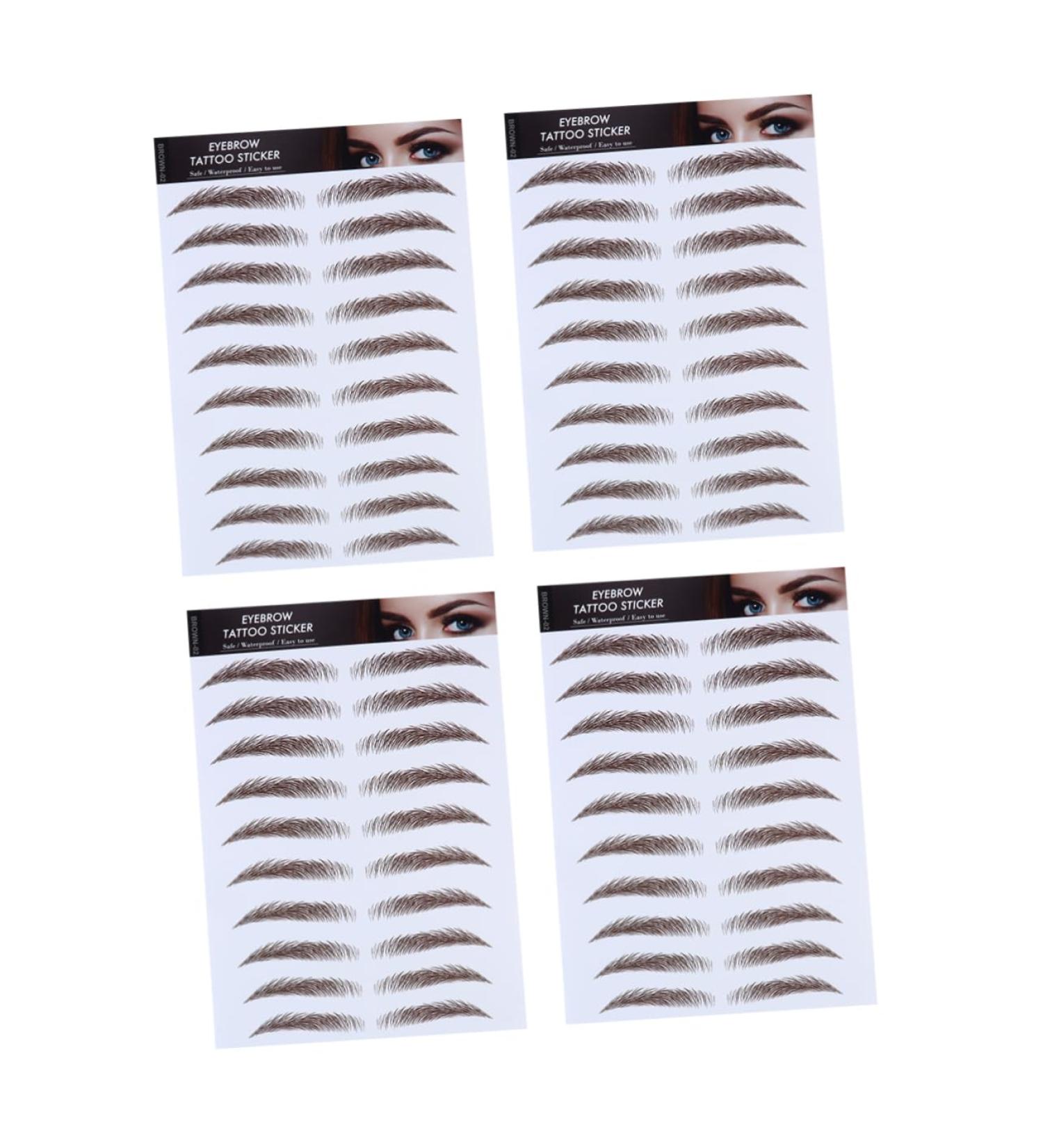 Housoutil 4pcs Eyebrow Stickers Eyebrow Transfer Sticker 6d Hair-like Eyebrows Stickers 4d Post Paper Make up 21x15cm Brown - Buy Online on GoSupps.com
