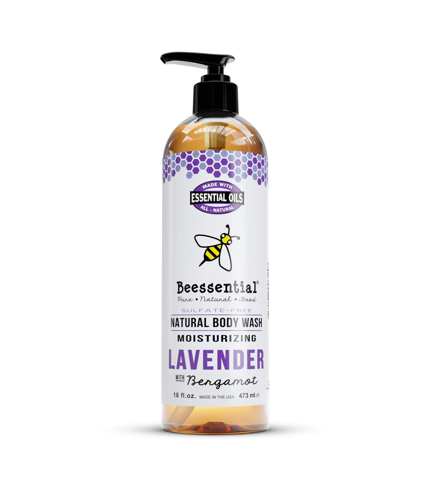 Beessential Natural Lavender Body Wash | Sulfate-Free Shower Gel with Essential Oils | 16 oz for Men & Women - International Shipping Available - Buy Online on GoSupps.com