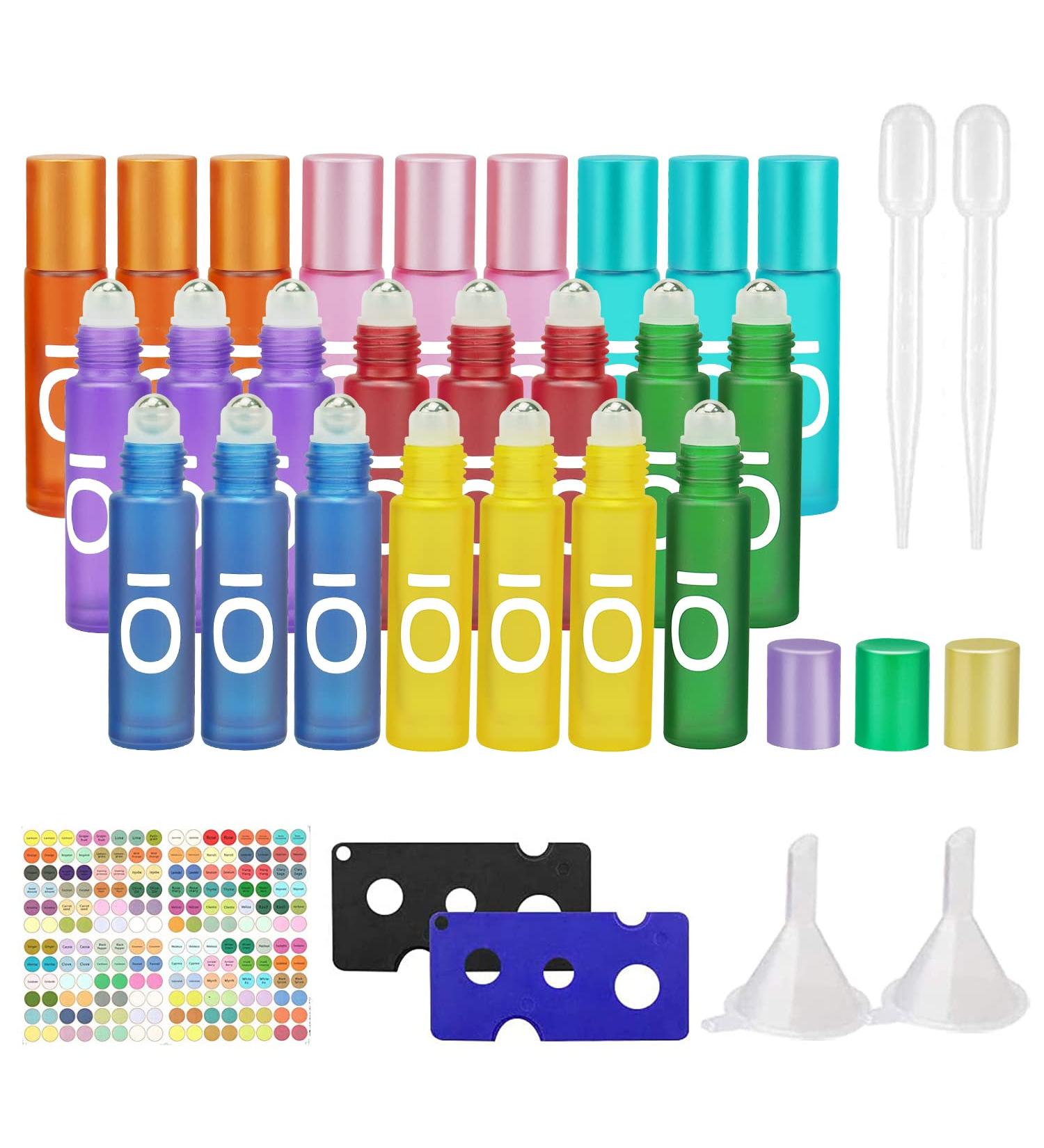 24PCS Refillable 10ml Glass Roller Bottles for Essential Oils & Aromatherapy - Travel-Friendly Roll-On Containers - Buy Online on GoSupps.com