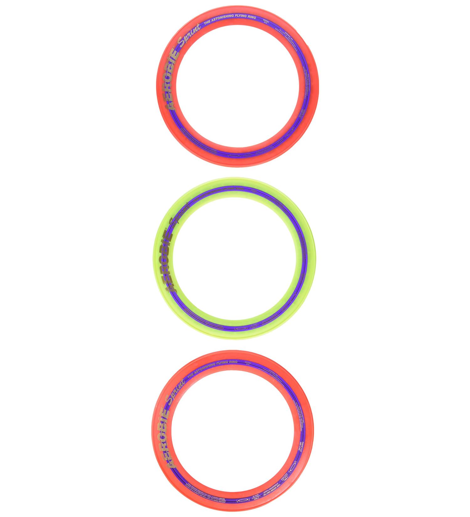 Aerobie Sprint Flying Ring, 10" Diameter, Assorted Colors, Set of 3