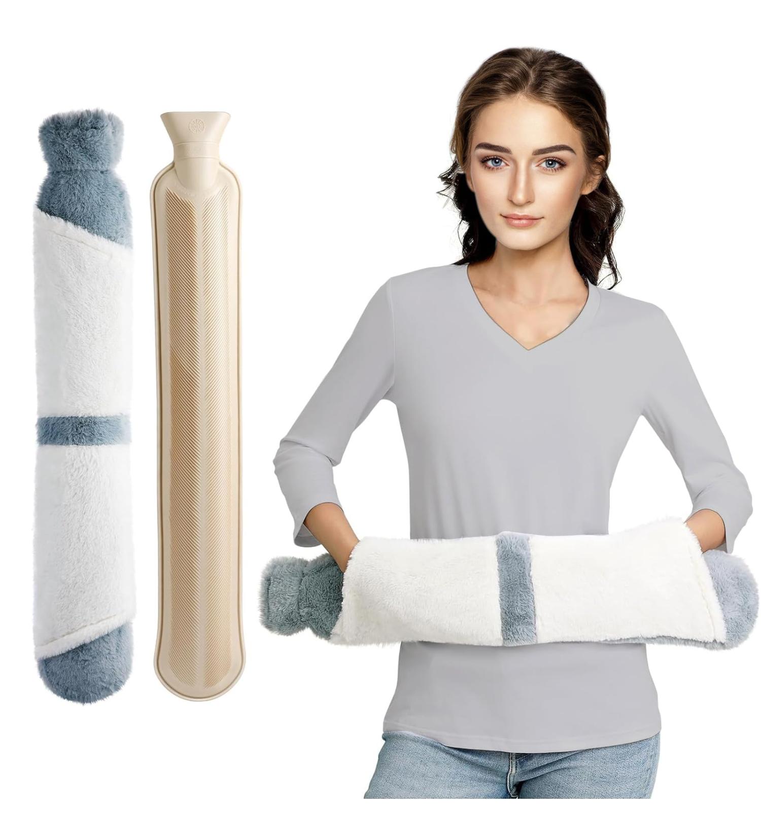 Homealexa 2L Long Hot Water Bottle with Hand Pocket Cover - Large Rubber Hot Water Bag for Pain Relief - Wearable & Easy to Use - Buy Online on GoSupps.com