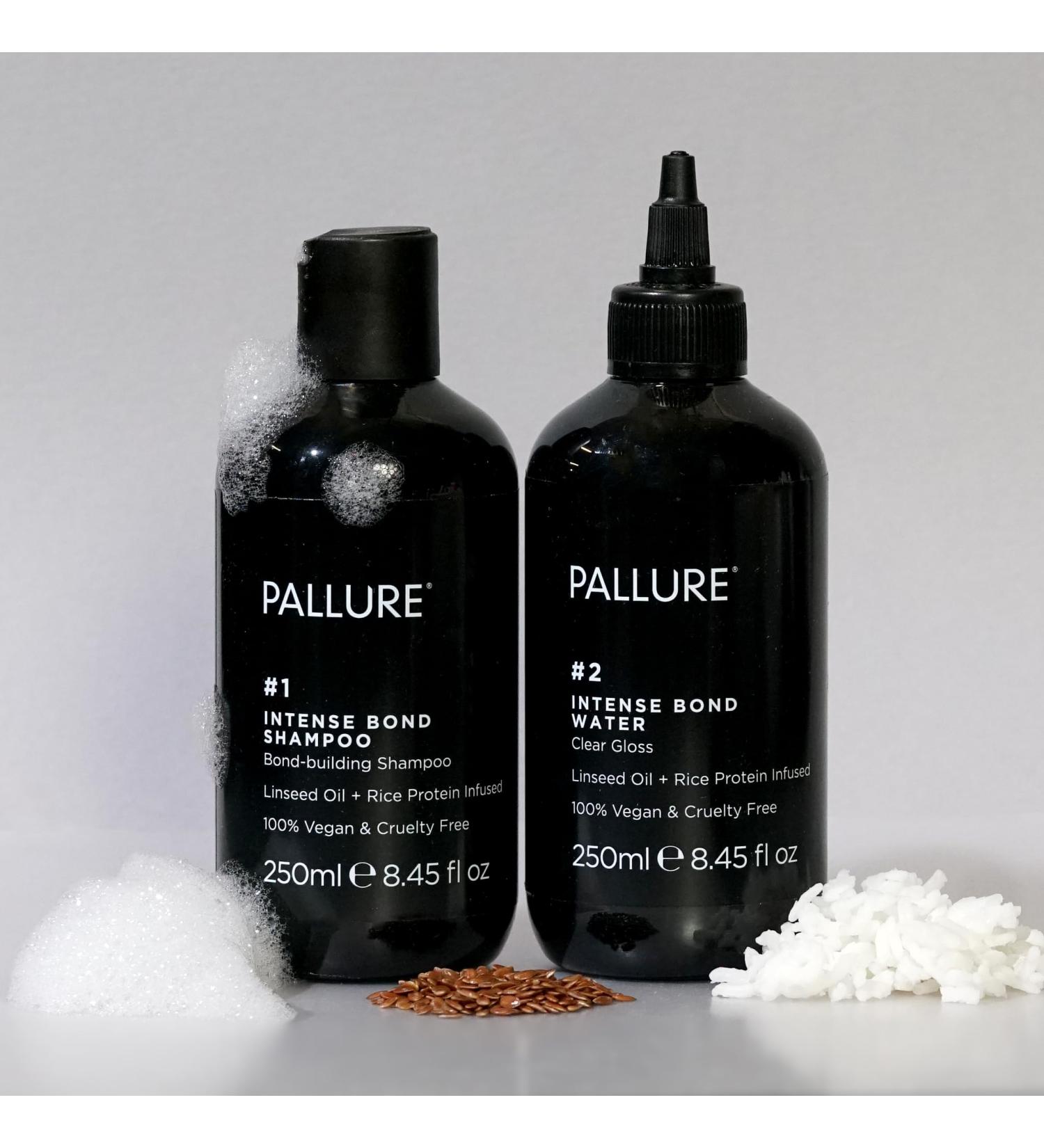 Pallure No. 1 Intense Bond Building Shampoo & No. 2 Water Duo - Thicker Voluminous Hair with Linseed Oil & Rice Protein - 250 ml - Buy Online on GoSupps.com