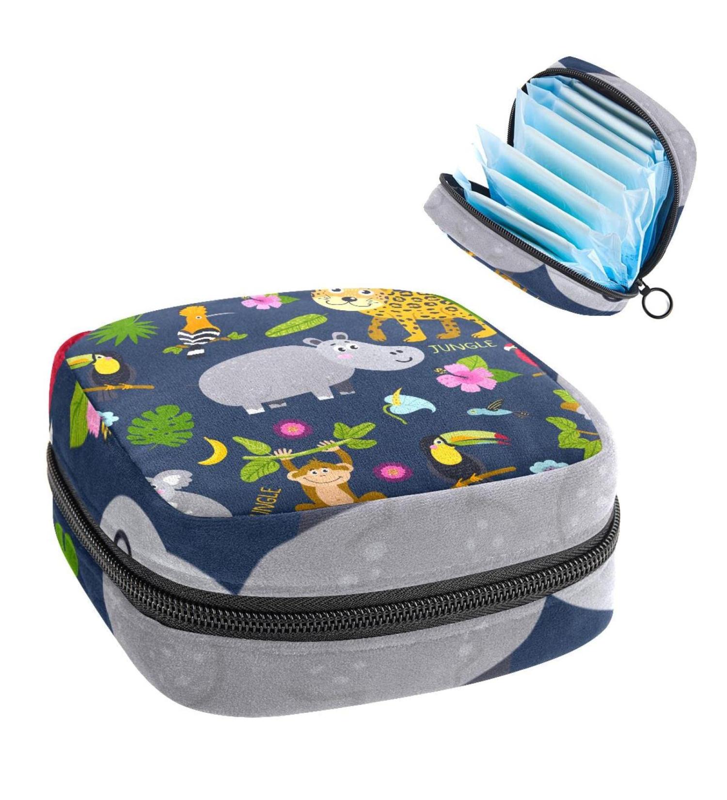 Animal Jungle Color Period Bag | Sanitary Napkin Storage & Travel Makeup Pouch - GIAPB - Buy Online on GoSupps.com