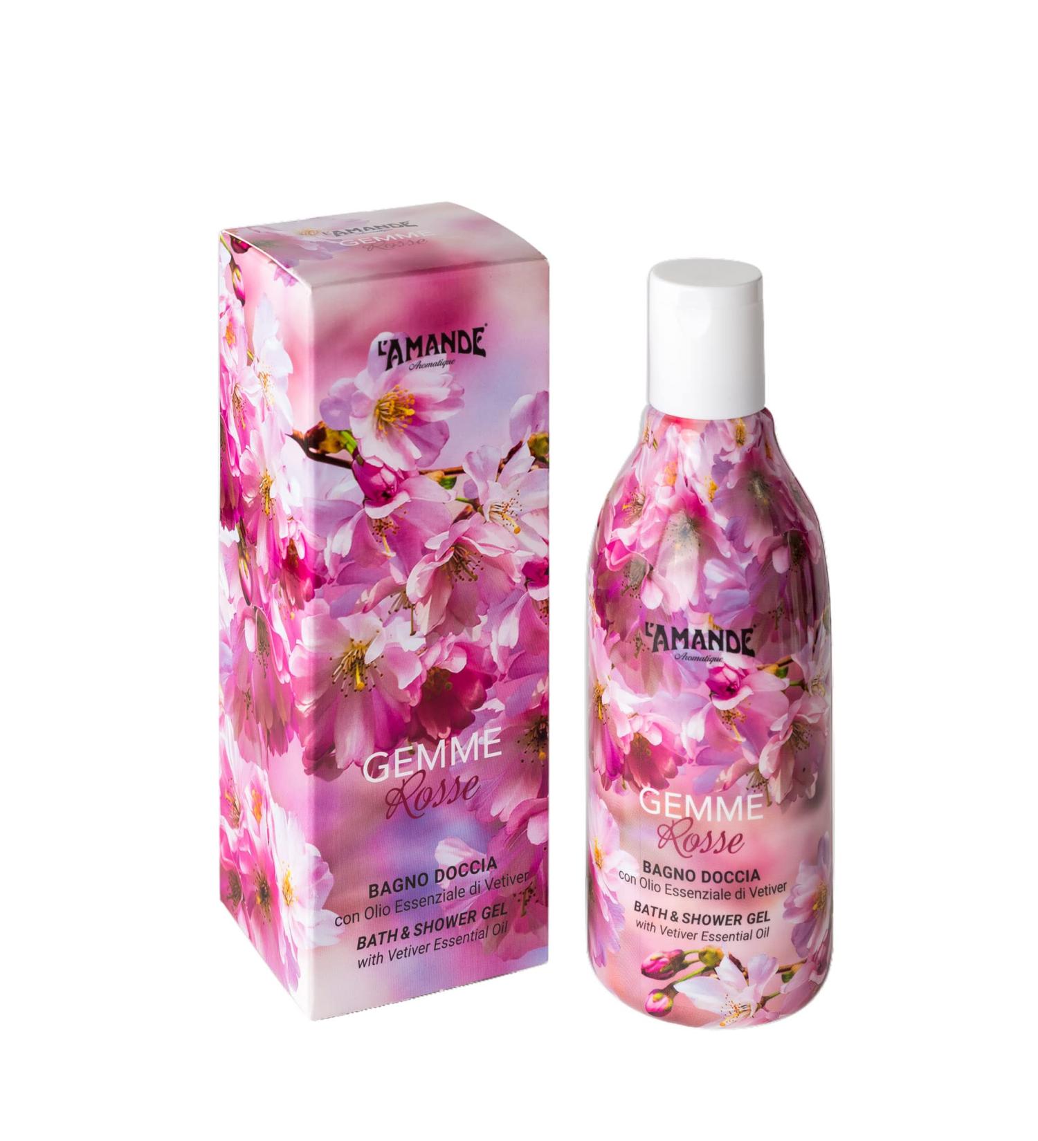  L'Amande Almond Red Gems Bath & Shower Gel 250ml Delicate and Fragrant Foaming Bath & Shower Gel for Body and Face Leaves Skin Smooth and Supple Dermatologically Tested - Buy Online on GoSupps.com