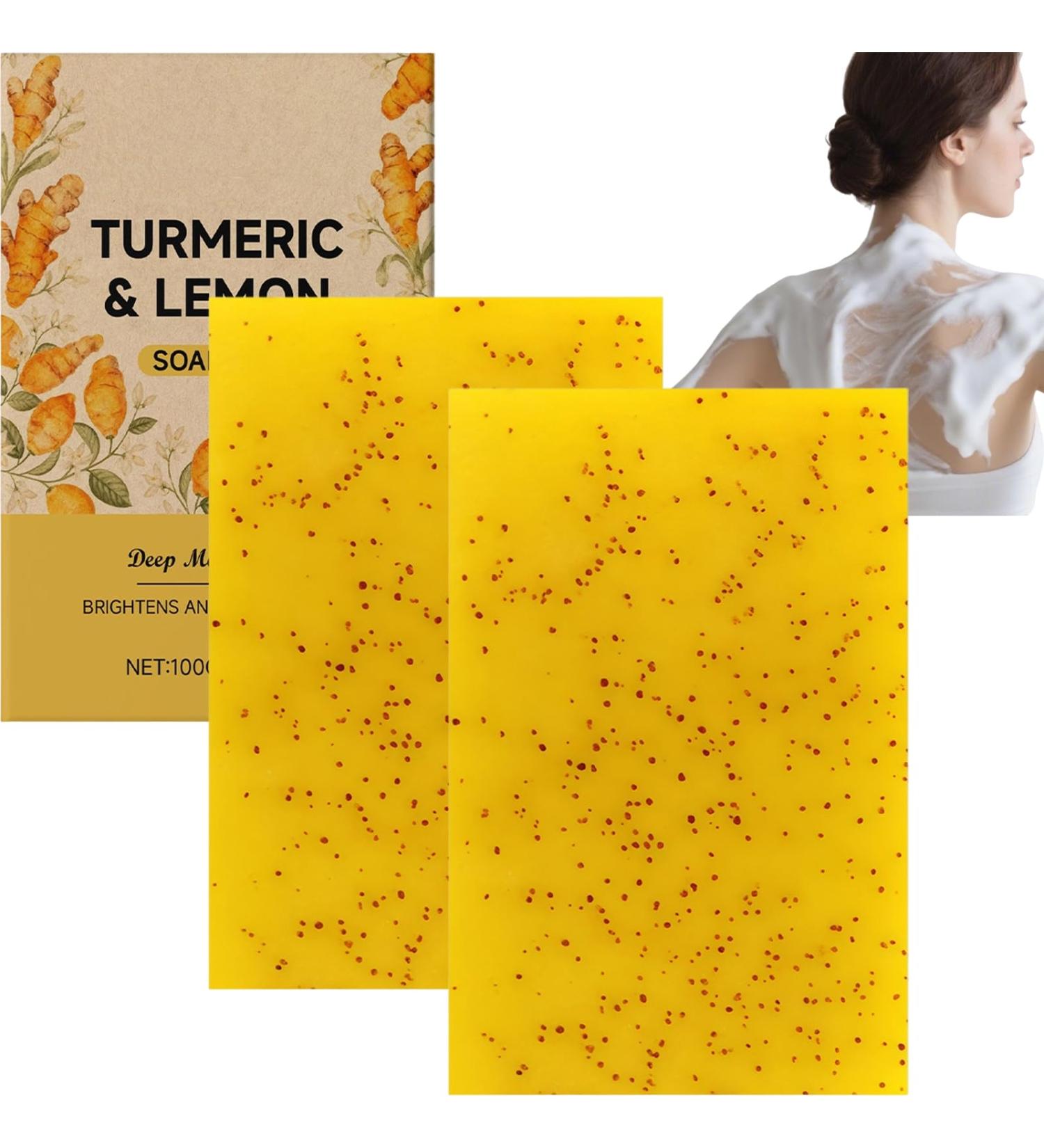  JASUBAI Lemon Turmeric Soap Bar for Face and Body - 2 Pack for Dry Sensitive Skin - Deep Cleansing - Moisturizing - Reduces Wrinkles and Leaves - Soft and Smooth - Buy Online on GoSupps.com