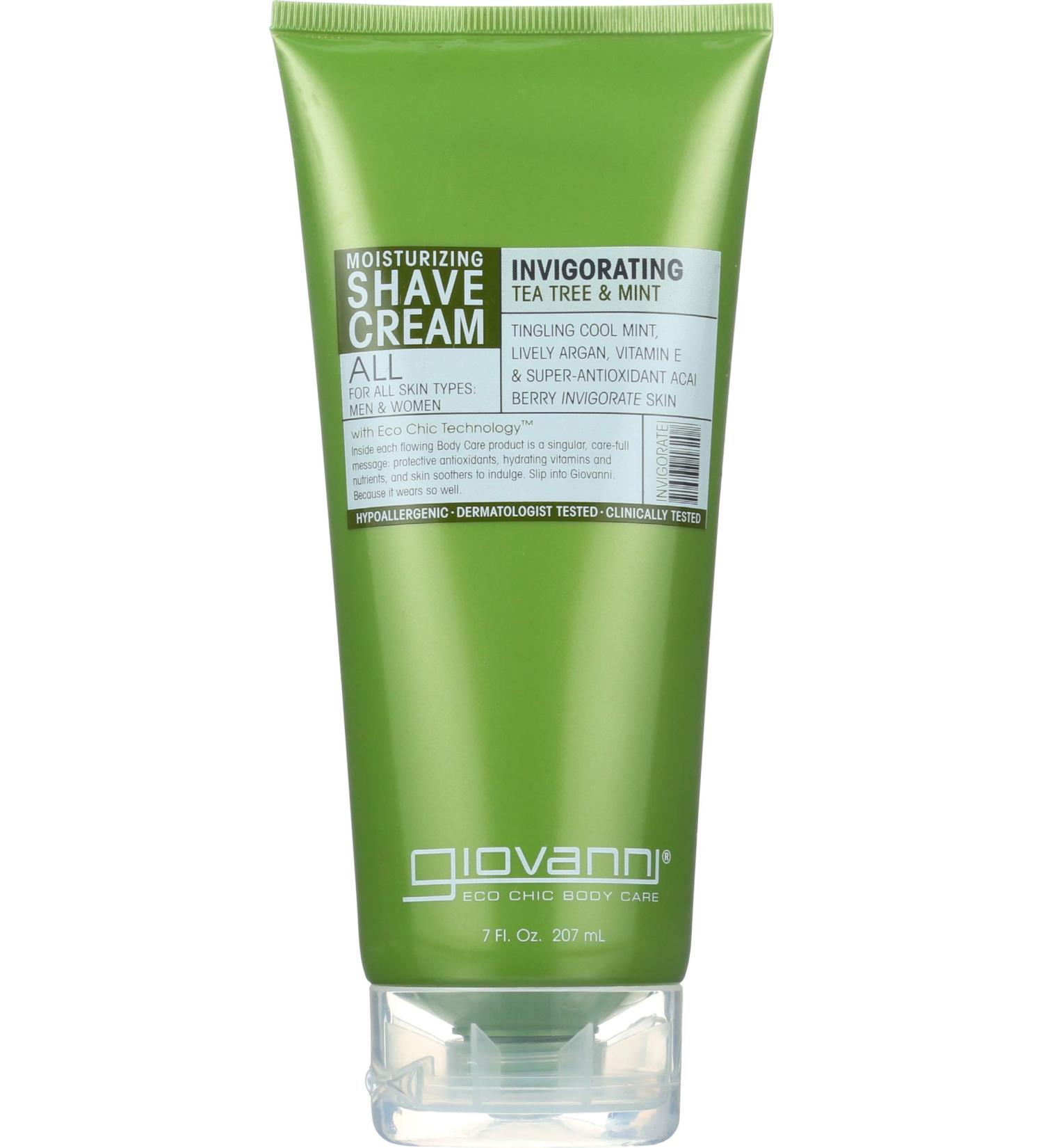 Organic Giovanni Tea Tree & Mint Shave Cream 7 oz - Soothing Aloe Vera Formula - Buy Online on GoSupps.com