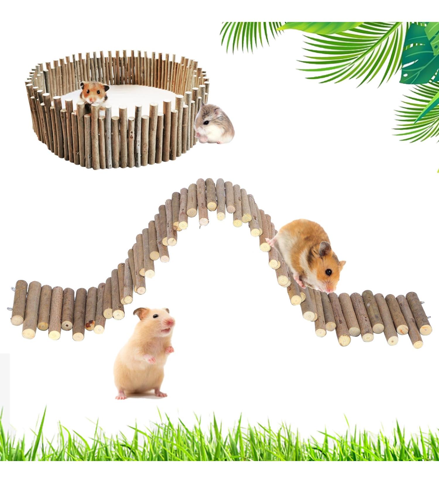 Buy Wooden Hamster Fence & Toys - Natural Hiding Place & Bridges (60cm) for Hamsters and Rats - Buy Online on GoSupps.com