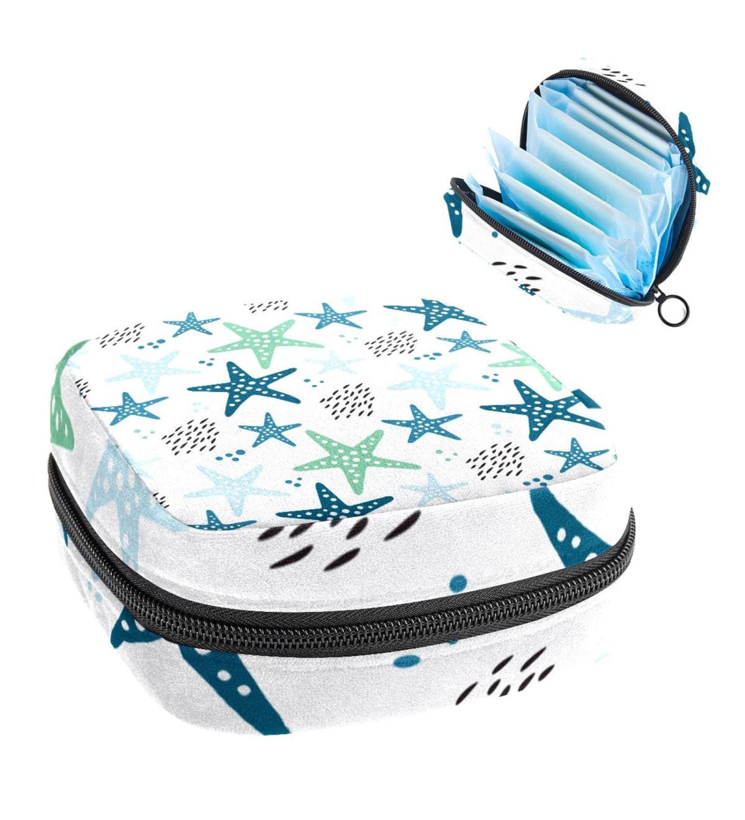Buy Women's Bonds Stilling Pockets Halter Kit Bag - Marineblau Gr n Seesterne Pattern | Portable Period Bag for Women & Girls - Buy Online on GoSupps.com