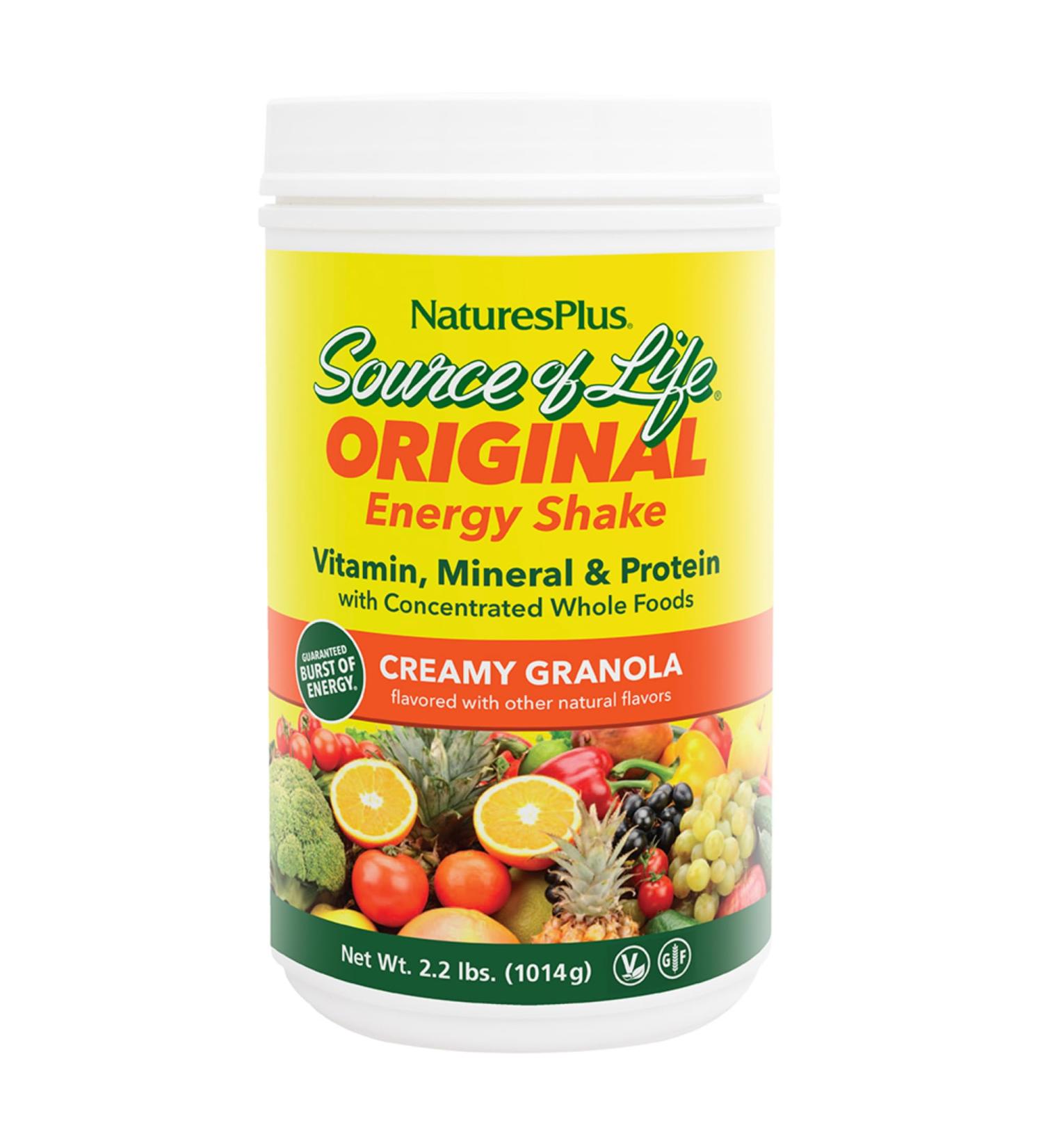 NaturesPlus Source of Life Energy Shake - 2.2 lb - Provides 13g Complete Protein Vitamins & Minerals - Non-GMO Gluten Free Vegetarian - 26 Servings 2.2 Pound (Pack of 1) - Buy Online on GoSupps.com