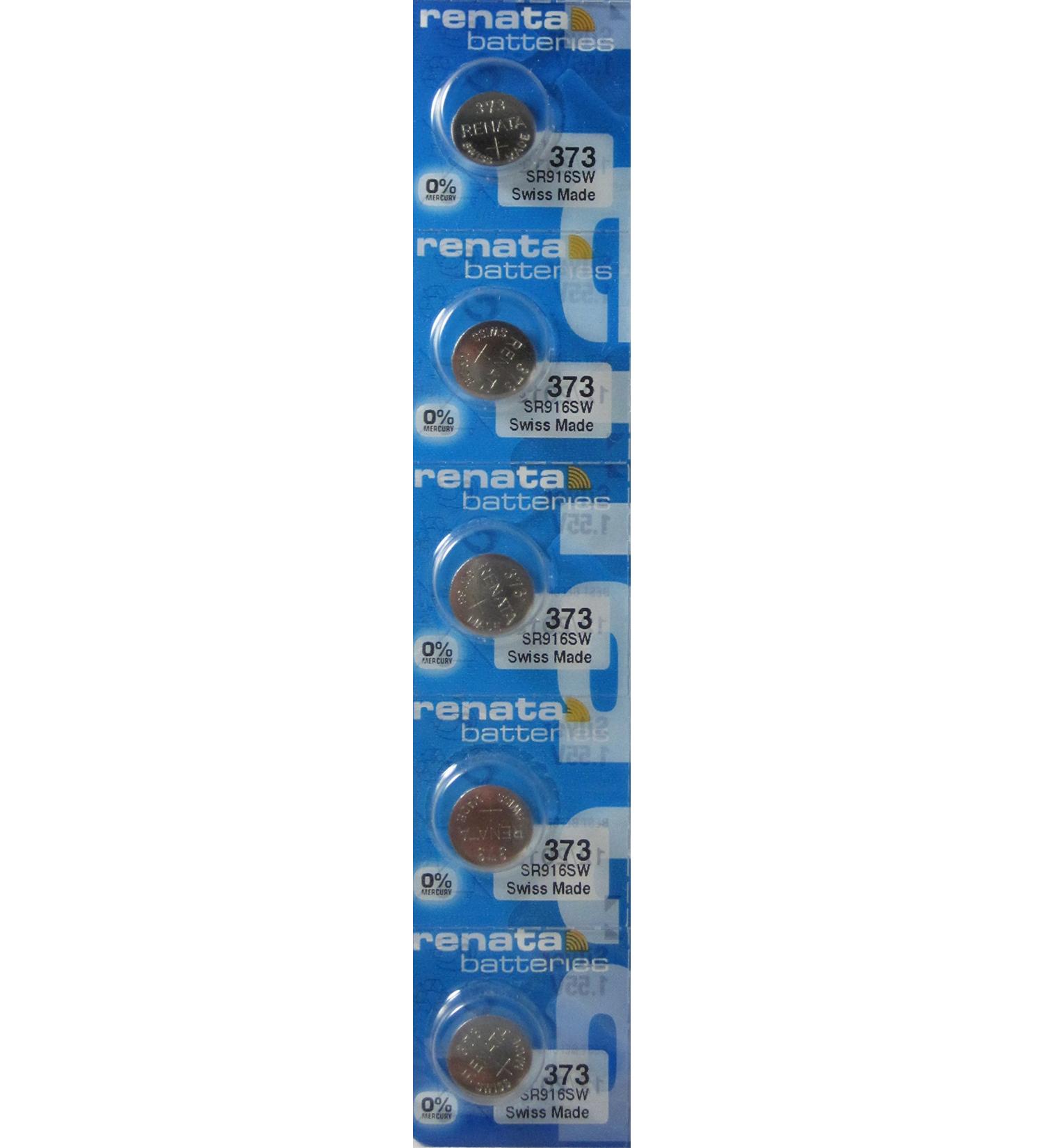 Renata #373 Silver Oxide Battery - 5 Pack