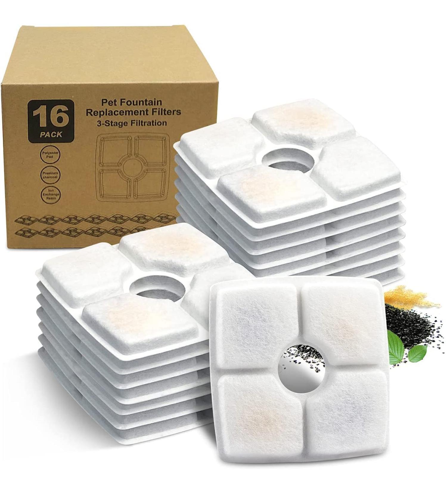 Cepheus Cat Water Fountain Filter 8/16 Pack - Replacement Filters for 84oz Square Pet Fountains - Buy Online on GoSupps.com
