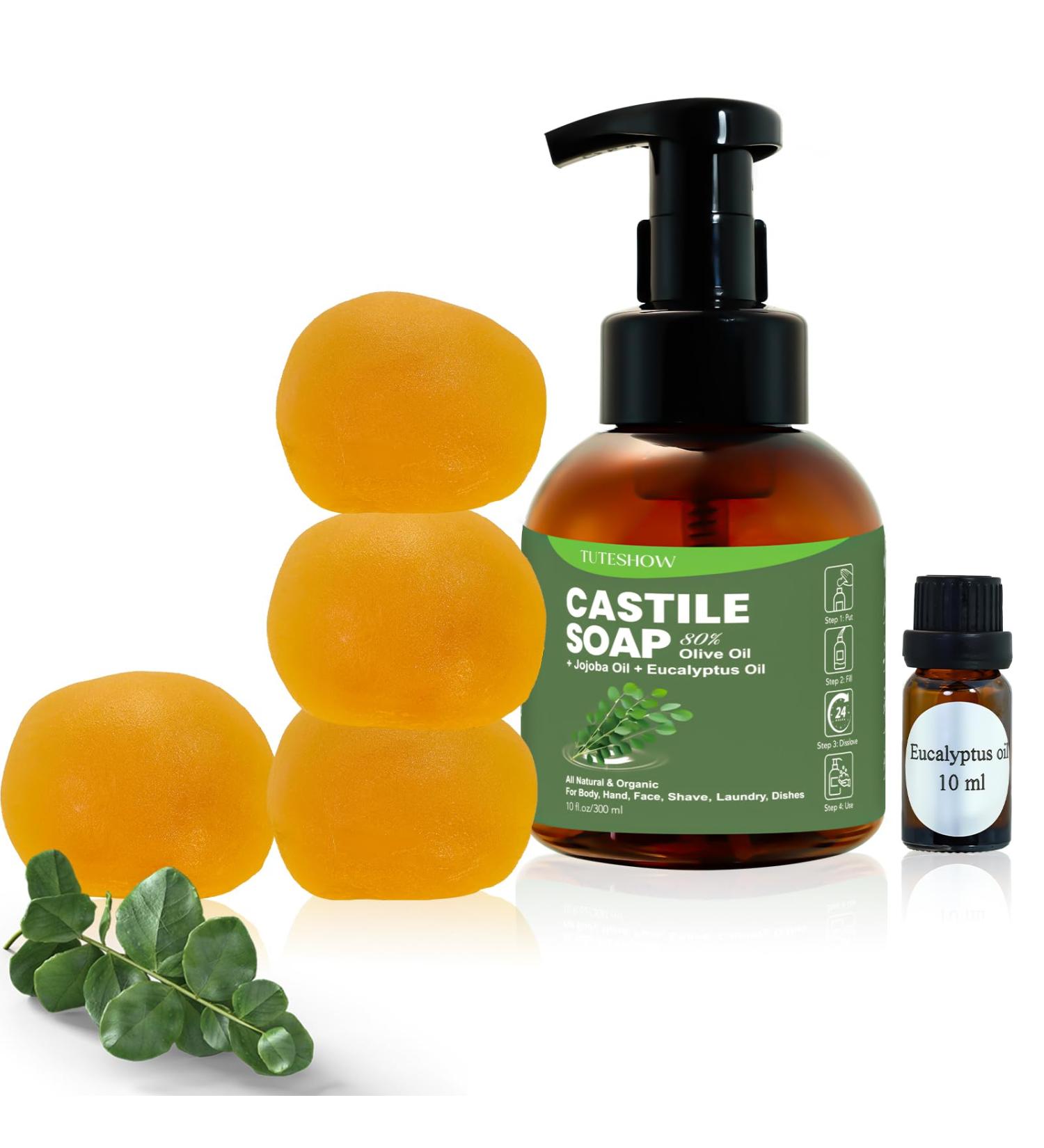 Tuteshow Castile Soap Liquid Base Individually Wrapped All-In-1 Pure Castile Persimmon Soap with Lavender Oil Suitable for Odor Control Hand Dishes Laundry Home Cleanser 10.12 fl.oz - Buy Online on GoSupps.com