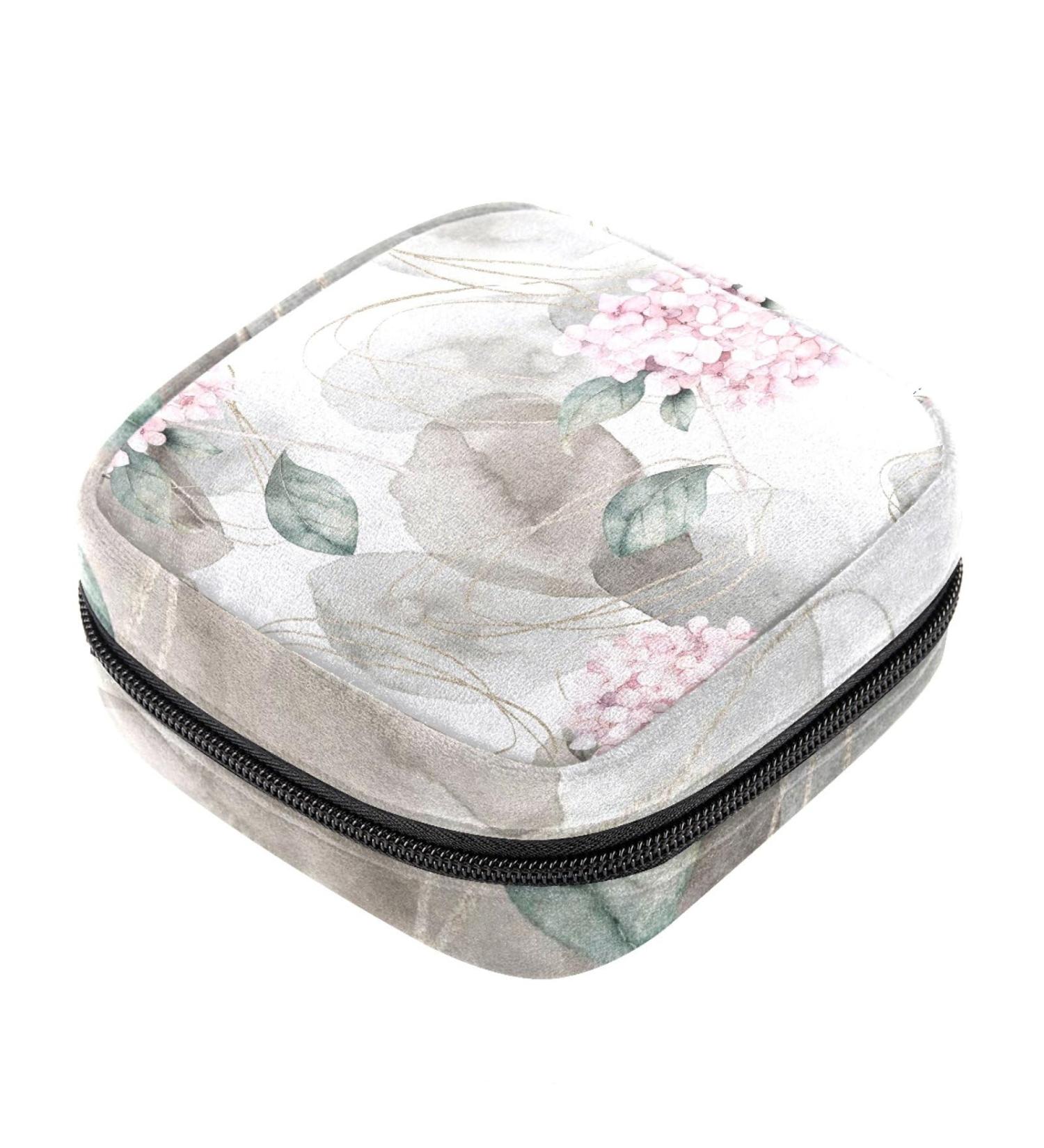 Hydrangea Print Sanitary Napkin Storage Bag - Portable Menstrual Period Pouch - Buy Online on GoSupps.com