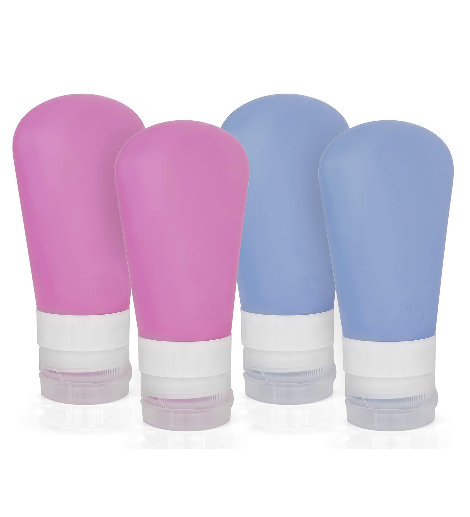 Buy Mygadget Travel Bottles Set - 4 Silicone Leakproof Containers for Air Travel - Blue & Pink - Ideal for Hand Luggage - Buy Online on GoSupps.com