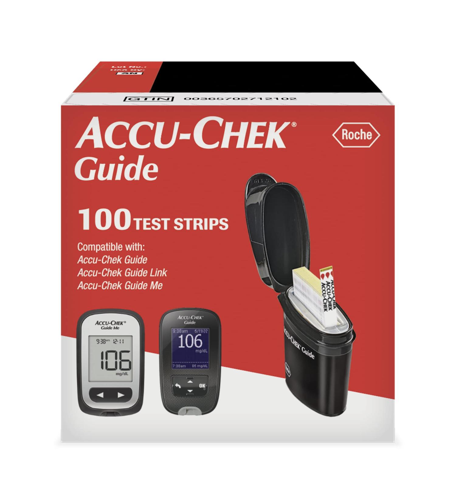 Accu-Chek Guide Test Strips for Diabetic Blood Glucose Testing - Pack of 100 Count - Buy Online on GoSupps.com
