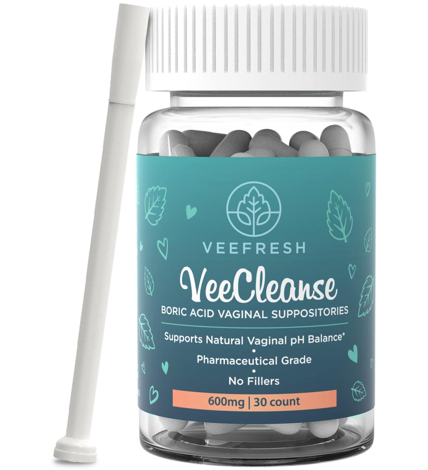 VeeFresh VeeCleanse Boric Acid Suppositories with Applicator - pH Balance & Odor Control - Feel Fresh & Confident - 1 Applicator - Buy Online on GoSupps.com