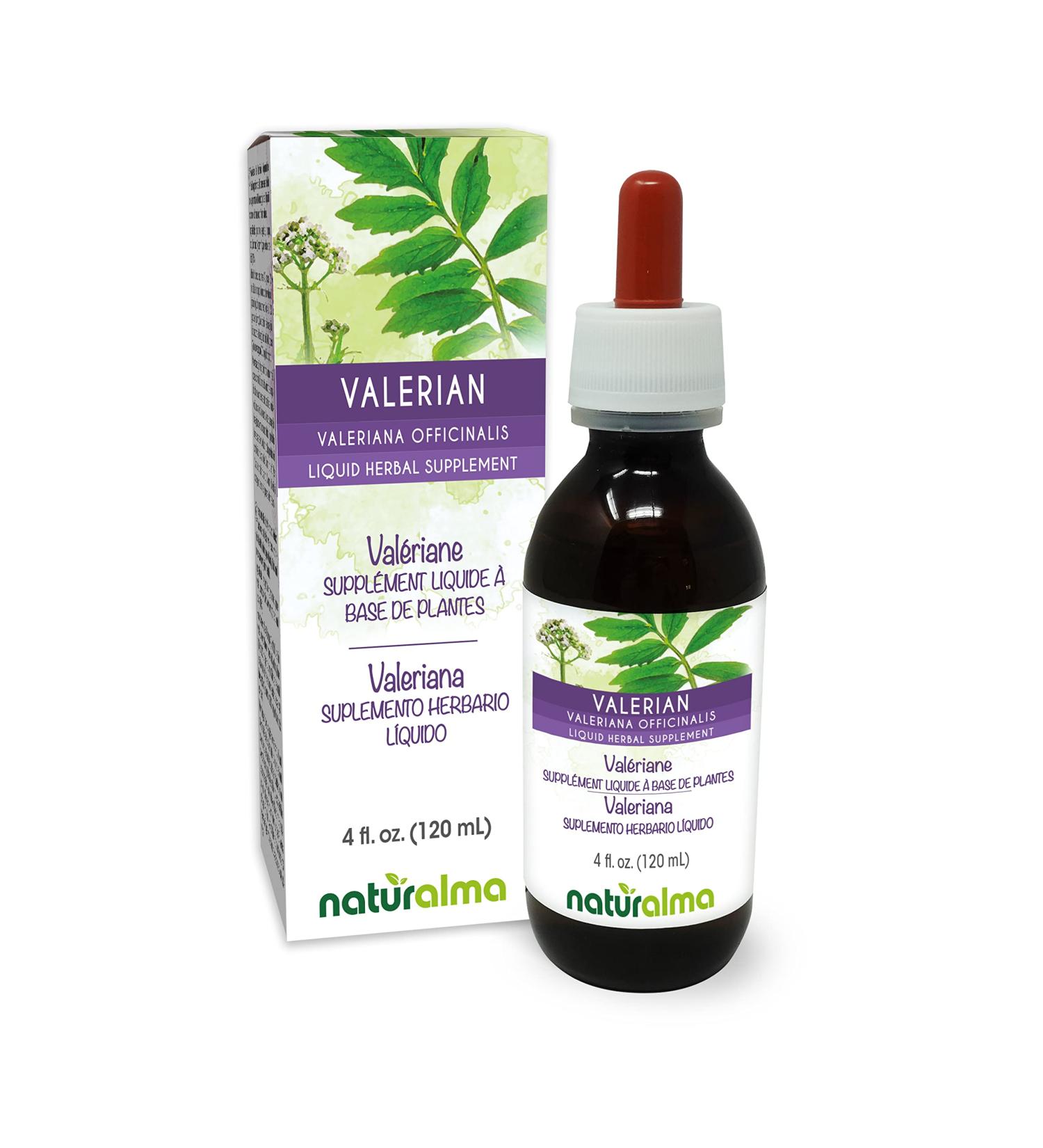 Valerian Root Alcohol-Free Tincture 4 fl oz - Naturalma Herbal Supplement (Vegan, Italy) | Liquid Extract Drops - Buy Online on GoSupps.com