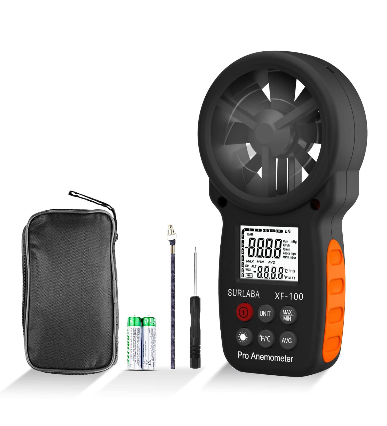 Surlaba Digital Windmeter - Handheld Anemometer 0.3-30m/s | Wind Speed Gauge & Air Flow Meter for Windsurfing Sailing & Drones | Backlight & Temperature Measurements - Buy Online on GoSupps.com