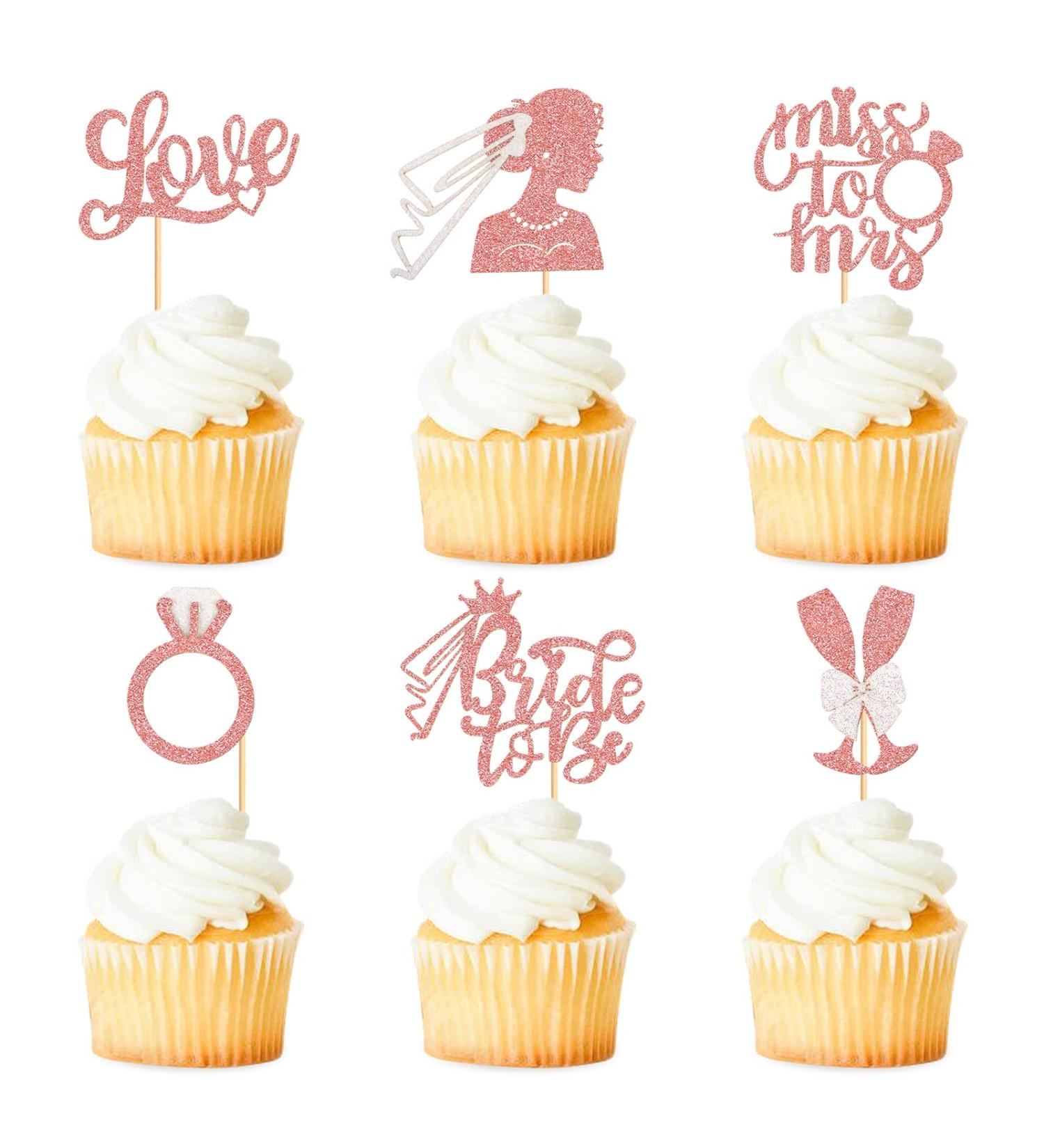 Keaziu 36 Pack Bride to be Cupcake Toppers Heart Love Bridal Skirt Miss to Mrs Cupcake Picks Bridal Shower Engagement Party Decoration Picks Rose Gold - Buy Online on GoSupps.com