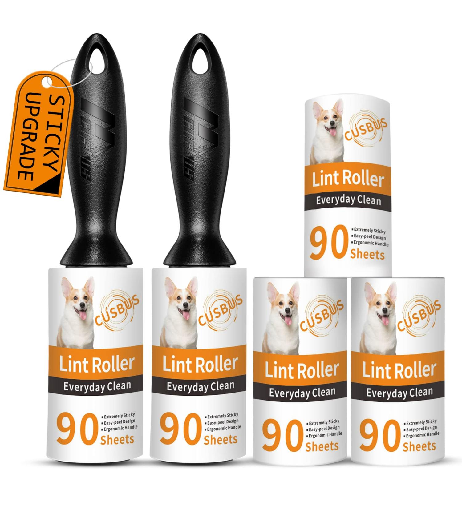 Cusbus Lint Rollers for Pet Hair - Extra Sticky, 450 Sheets, 5 Refills, Portable Pet Hair Remover for Dog & Cat Hair Removal on Clothes and Furniture - Buy Online on GoSupps.com