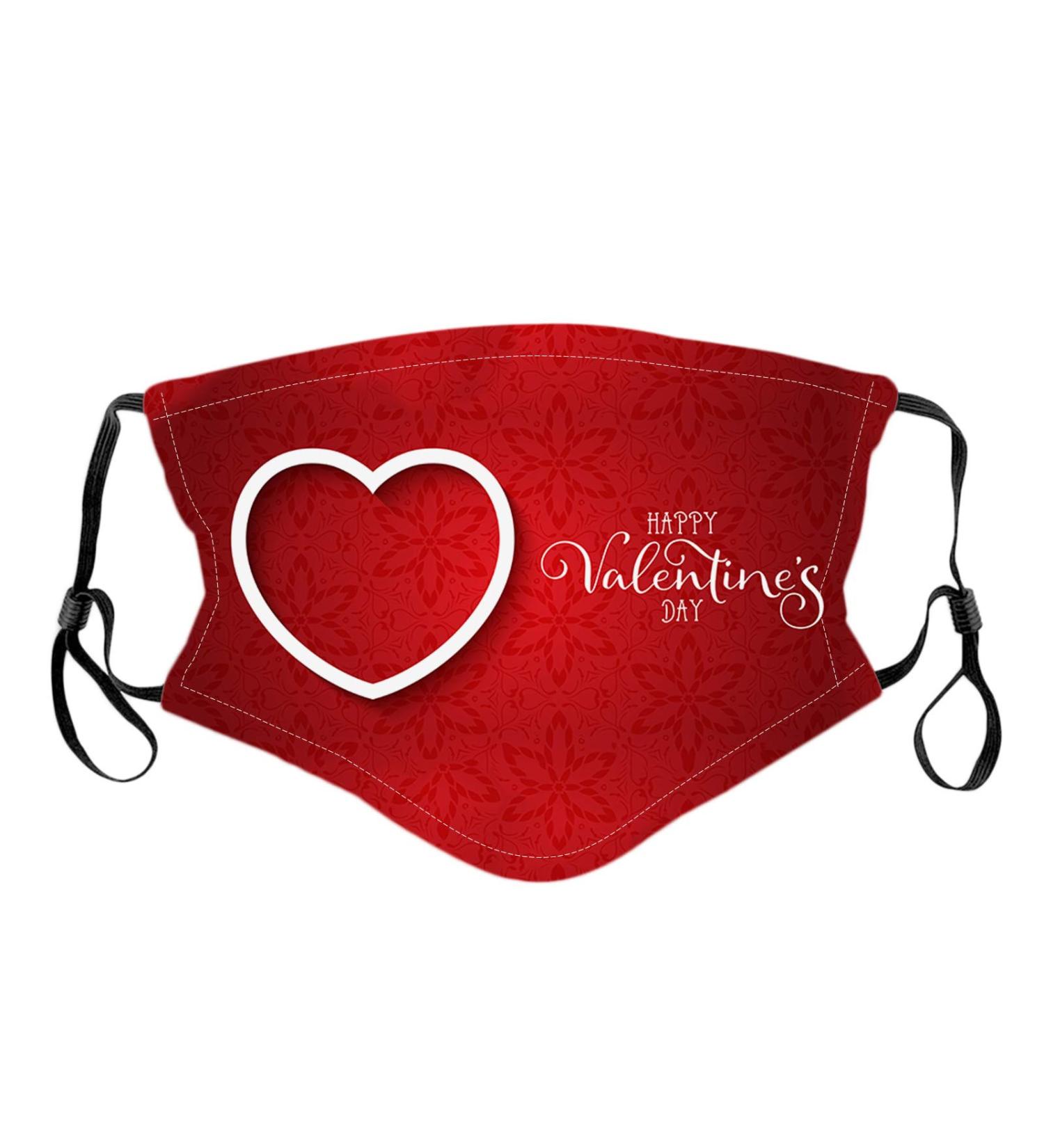 Windproof Activated Carbon mask Valentines Day Baby Cat Holding Heart Shaped Baloons Romantic Love Themed Illustration Vermilion Black Facial decorations for adults - Buy Online on GoSupps.com