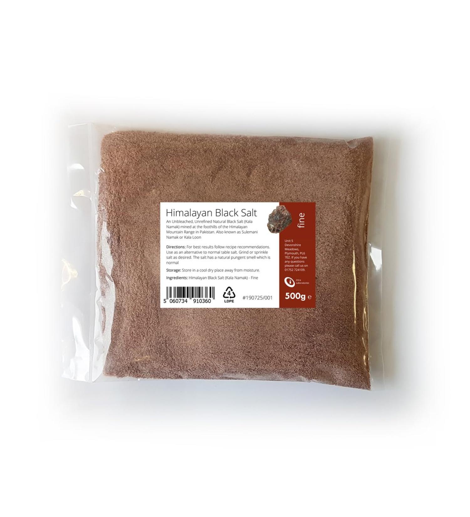 Intralabs - Black Himalayan Salt 500g - Pure & Naturally Organic Food Grade Kala Namak Fine
