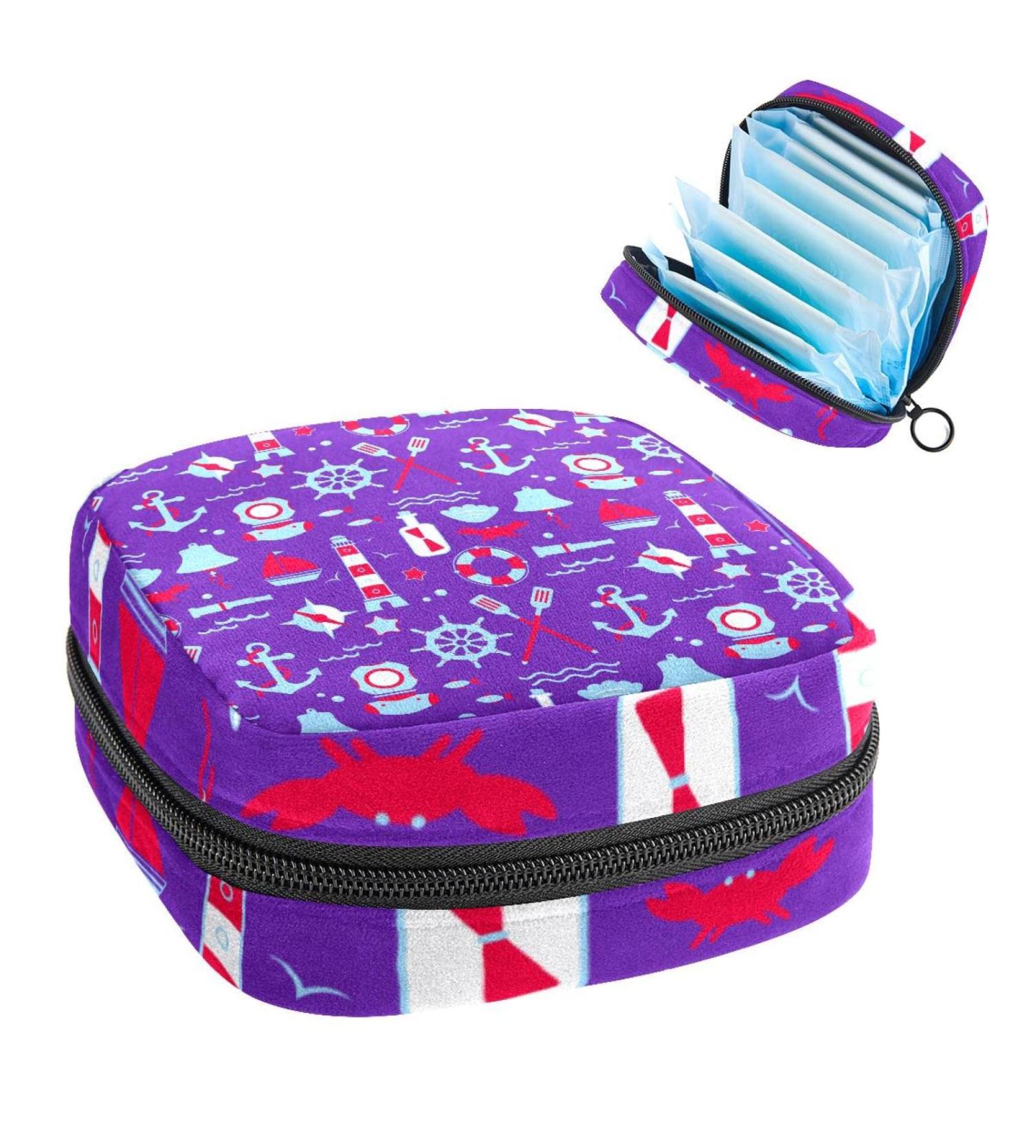 Sailing Elements Pattern Sanitary Napkin Storage Bag - 1Pc Multi-colored - Buy Online on GoSupps.com