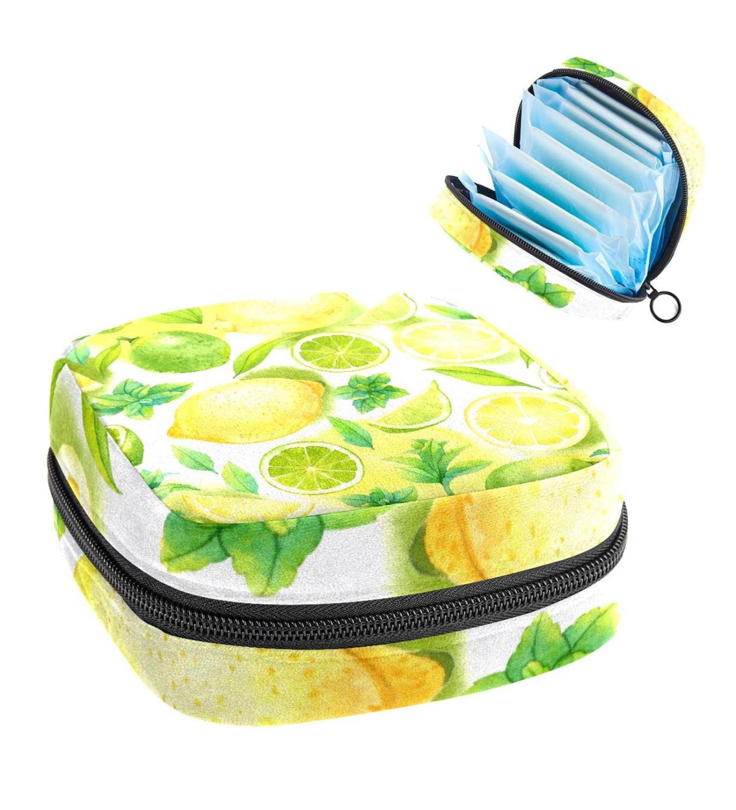 Watercolor Lemon Fruit Leaves Women's Period Kit Bag - Portable Storage & Elevated Comfort | Perfect for Women & Girls - Buy Online on GoSupps.com