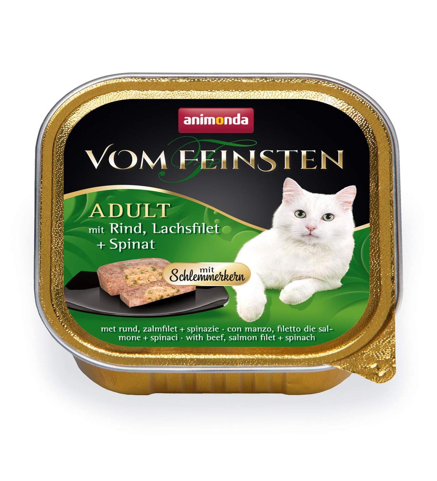 Animonda Finest Adult Cat Food - Wet Feasts with Beef Salmon Fillet & Spinach | 32 x 100g - International Shipping Available - Buy Online on GoSupps.com