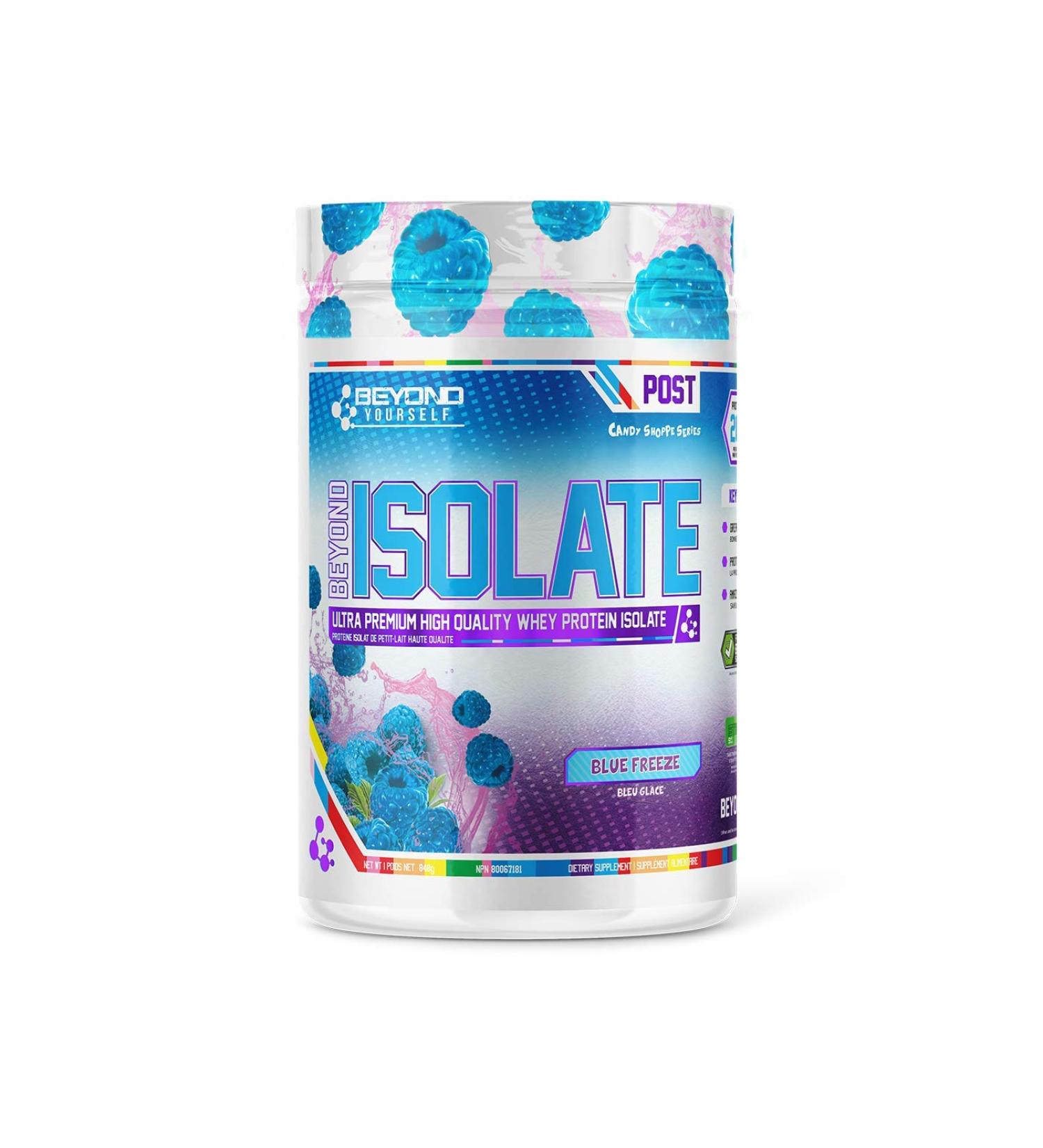 Beyond Yourself - Beyond Isolate Protein Candy Series | Ultra-Premium Whey Protein Isolate Micro-Filtered Fast Absorbing | Sugar-Free Gluten-Free No Artificial Additives or Fillers | Nostalgic Candy Flavors 26g Protein 121 Calories | 2lbs Blue Freeze - Buy Online on GoSupps.com