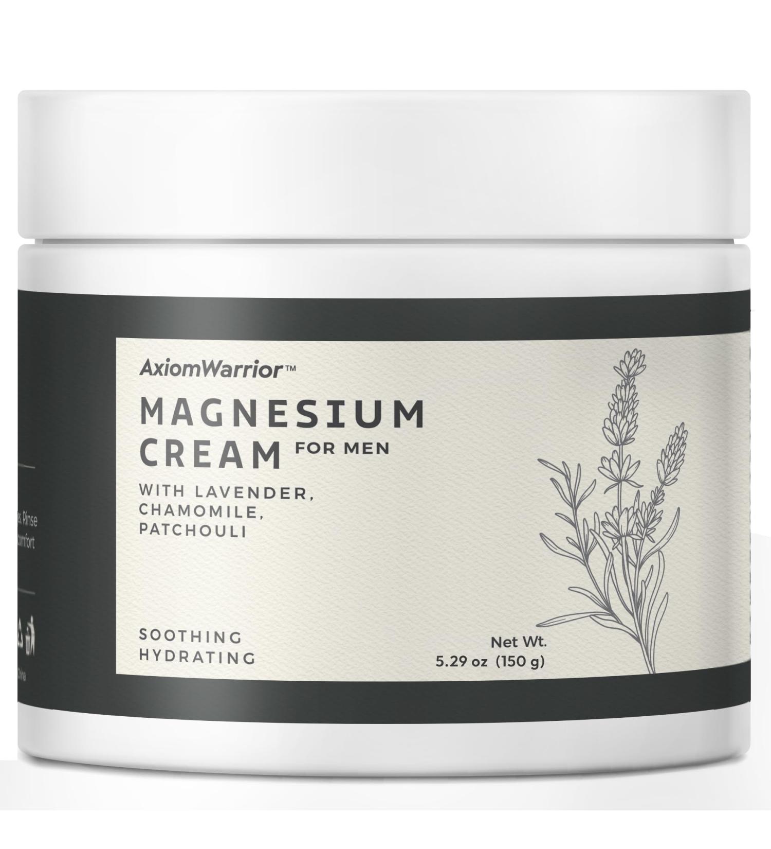 Magnesium Cream: Men's Soothing Magnesium Lotion with Lavender Chamomile Patchouli for Body 5 Fl Oz (Pack of 1)