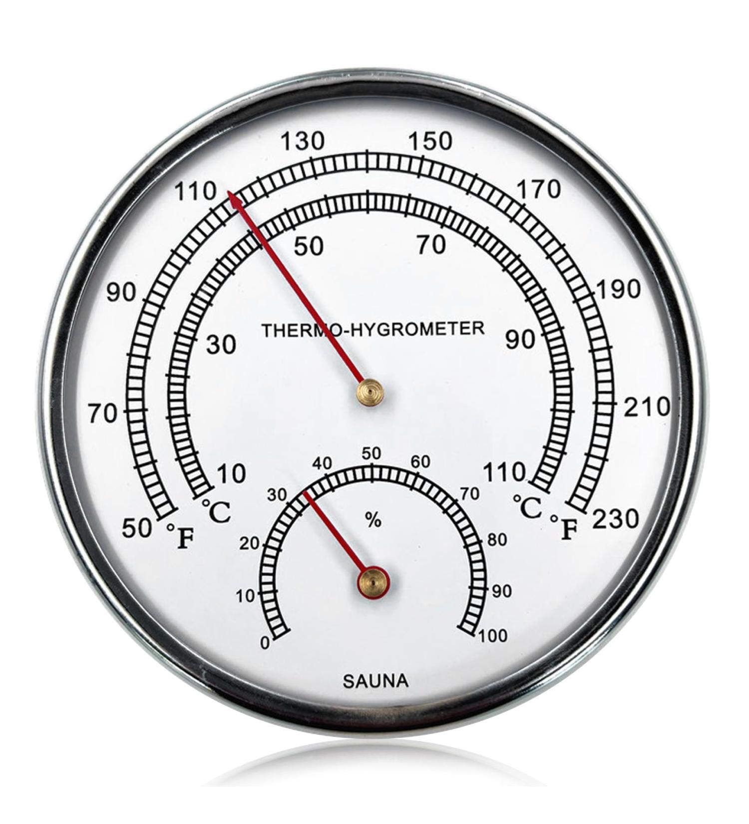 Premium 2-in-1 Sauna Thermometer & Hygrometer - 4.9 Inch Metal Design | Perfect for Room & Sauna Accessories | Accurate Fahrenheit Readings - Buy Online on GoSupps.com