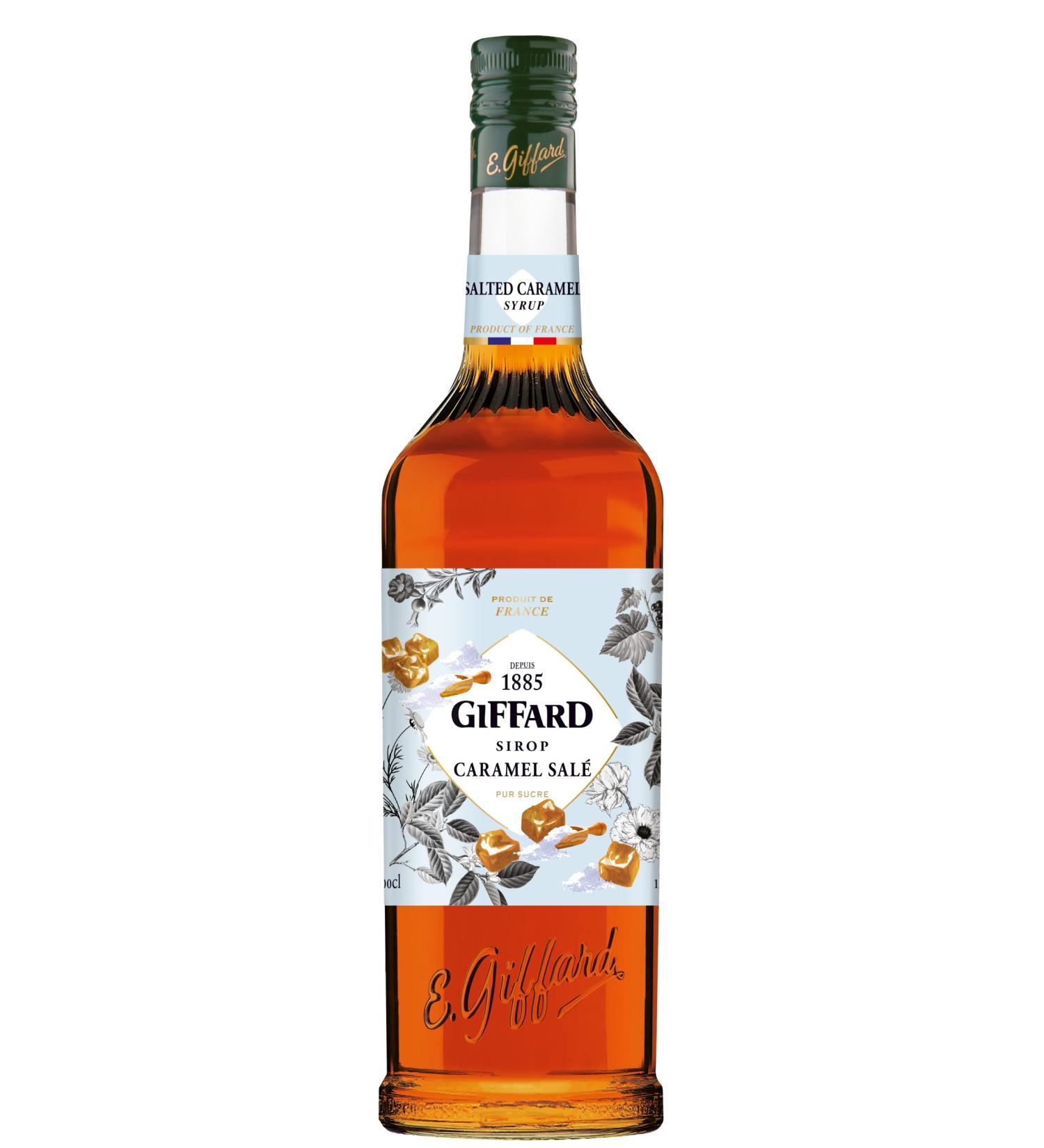 Giffard - Salted Caramel Flavor Syrup - Recipe and Made in France - Gourmet and Balanced - 1 Liter - Buy Online on GoSupps.com