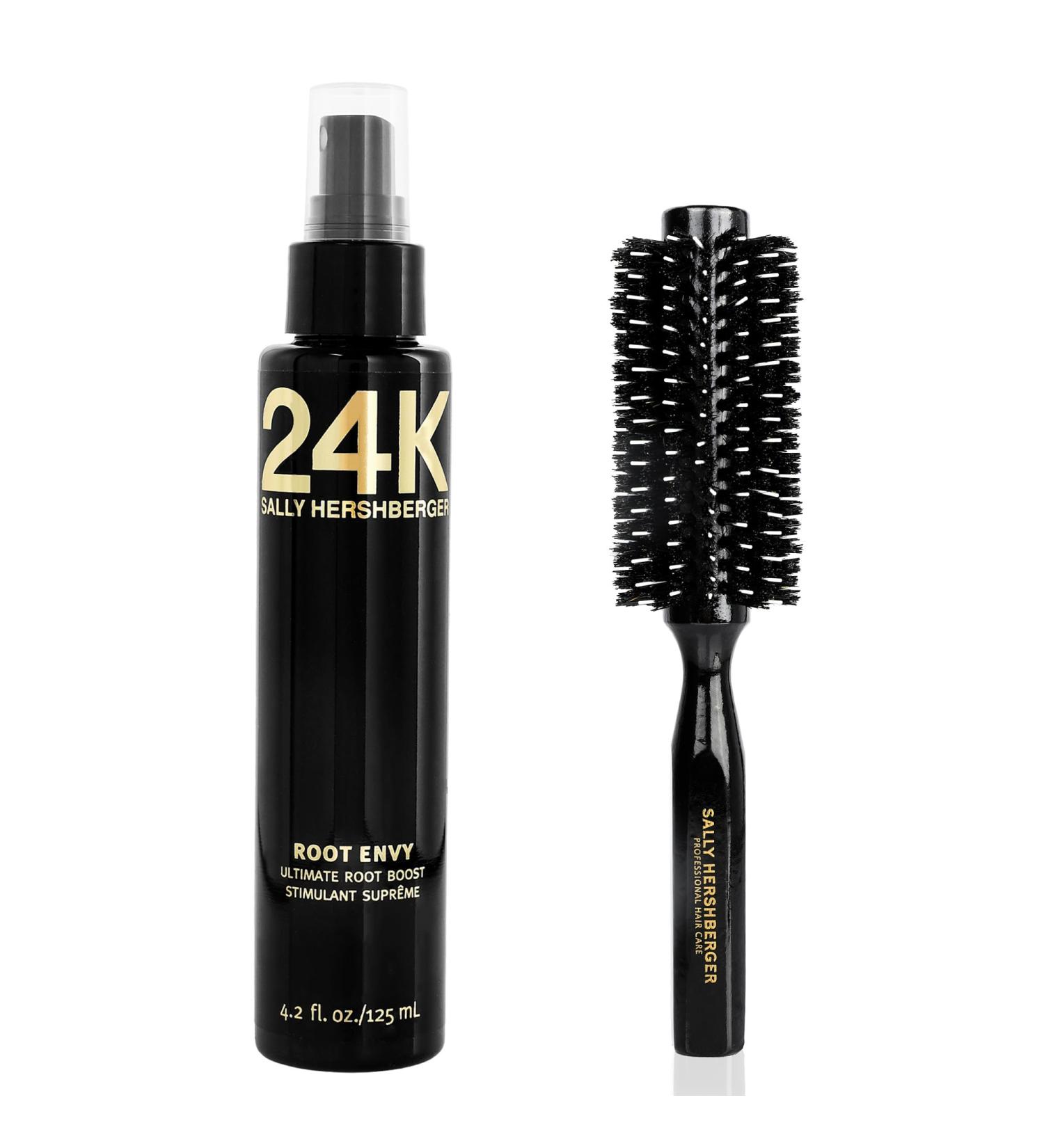 Sally Hershberger 24K Root Boost and Medium Round Brush - Volumizing Heat-Protecting Root Spray for Medium to Fine Hair - Flexible Root Lift for Extra Volume - Smoothing Barrel Brush - 2 pc - Buy Online on GoSupps.com