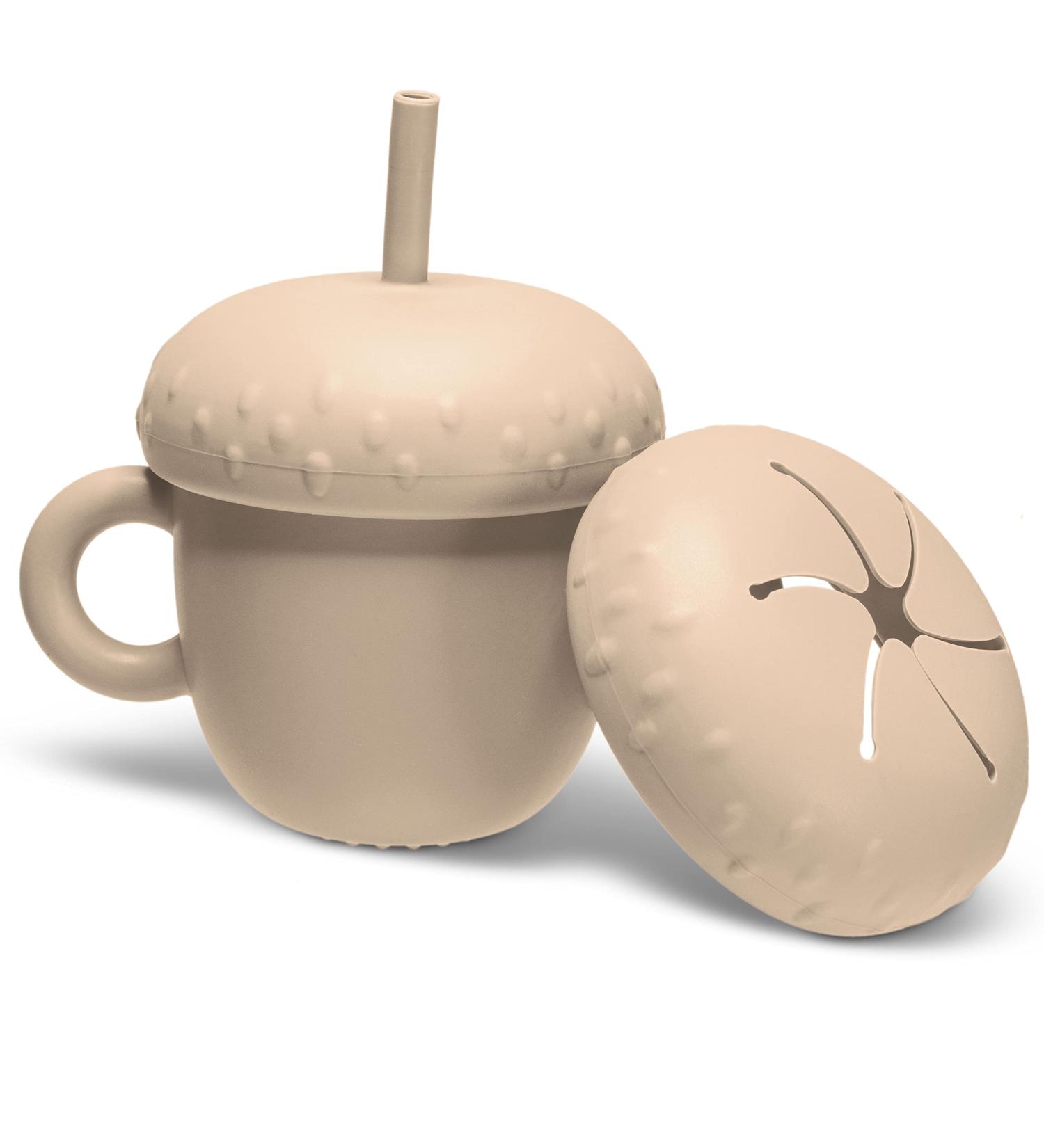 KOZE Toddler Baby Silicone Sippy Cup w Straw | Unbreakable 100% Silicone | BPA Free | Dishwasher Safe | 6 oz | for Babies 6+ Months | Includes Bonus Snack Top | Cream - Buy Online on GoSupps.com