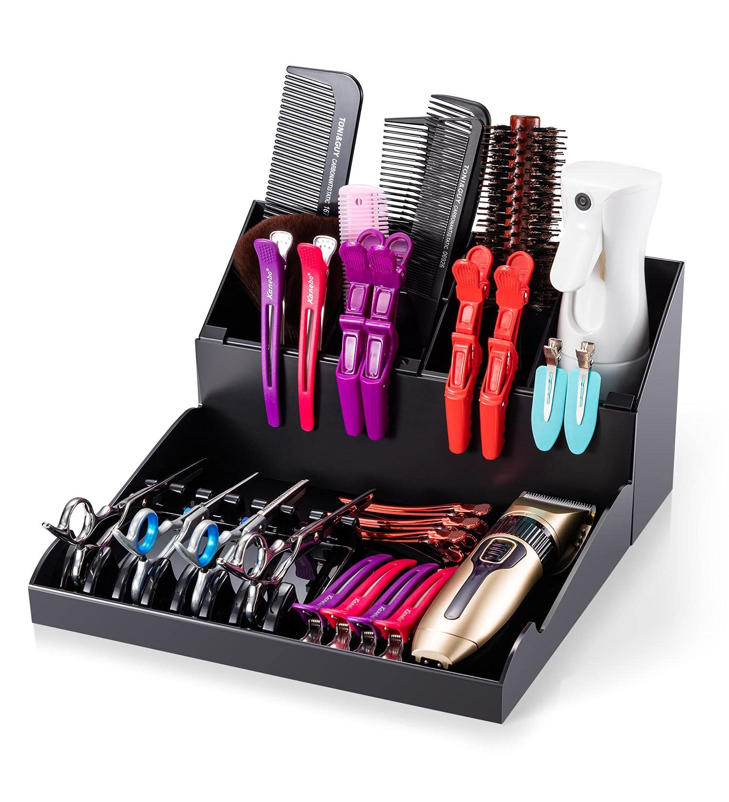 Noverlife Versatile Salon Hair Styling Tools Organizer - Detachable Storage Holder for Hairdressing Tools & Scissors - Wall Mount or Countertop Freestanding - Ideal for Barber Shops and Hair Salons - Black - Buy Online on GoSupps.com