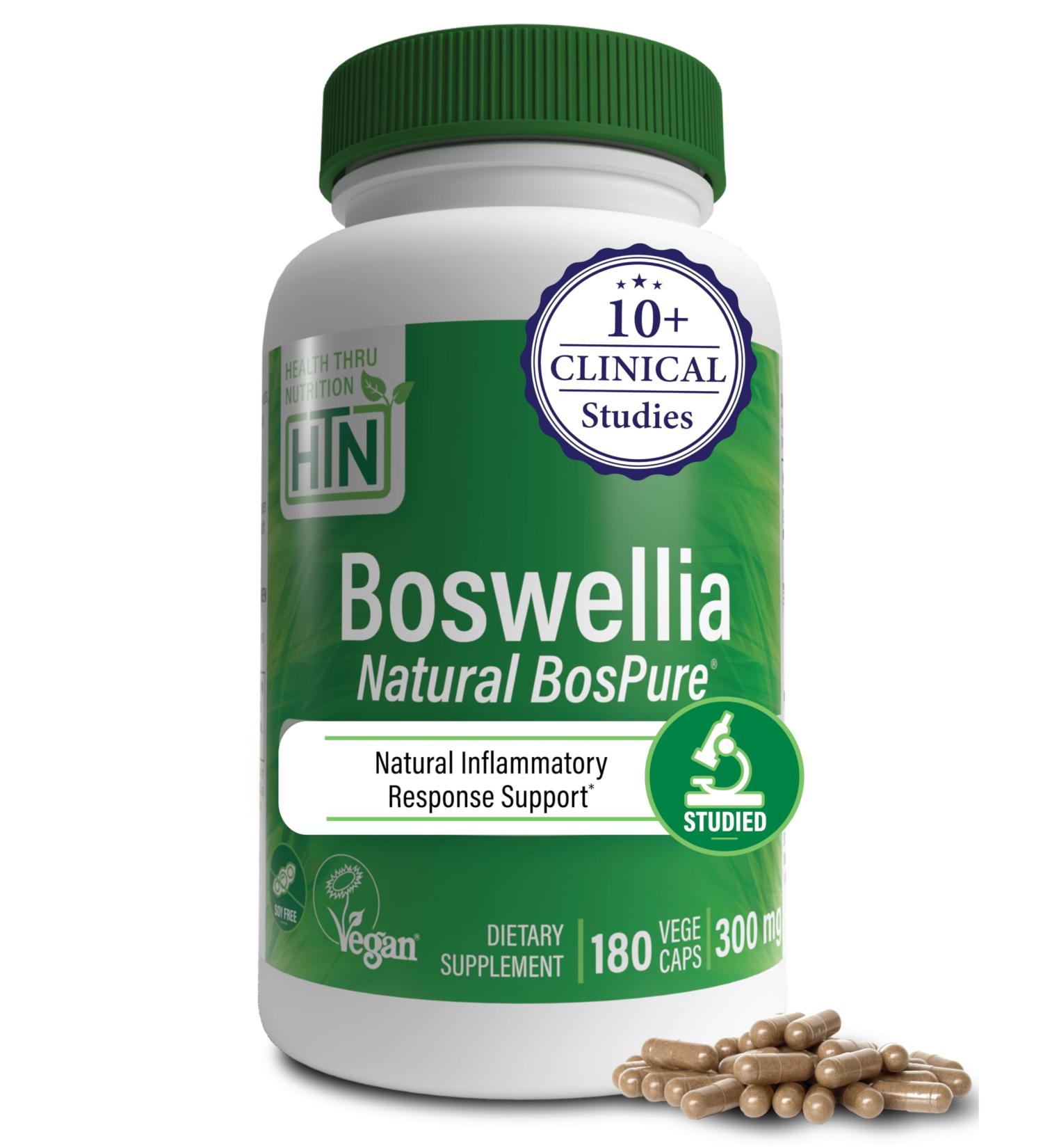 Health Thru Nutrition Boswellia 300mg 180 Capsules as Bospure AKBAMAX | High Potency 75% Boswellic Acids 10% AKBA | Healthy Inflammatory Support | Vegan Certified | Non-GMO Gluten Free Soy Free 180 Count (Pack of 1) - Buy Online on GoSupps.com
