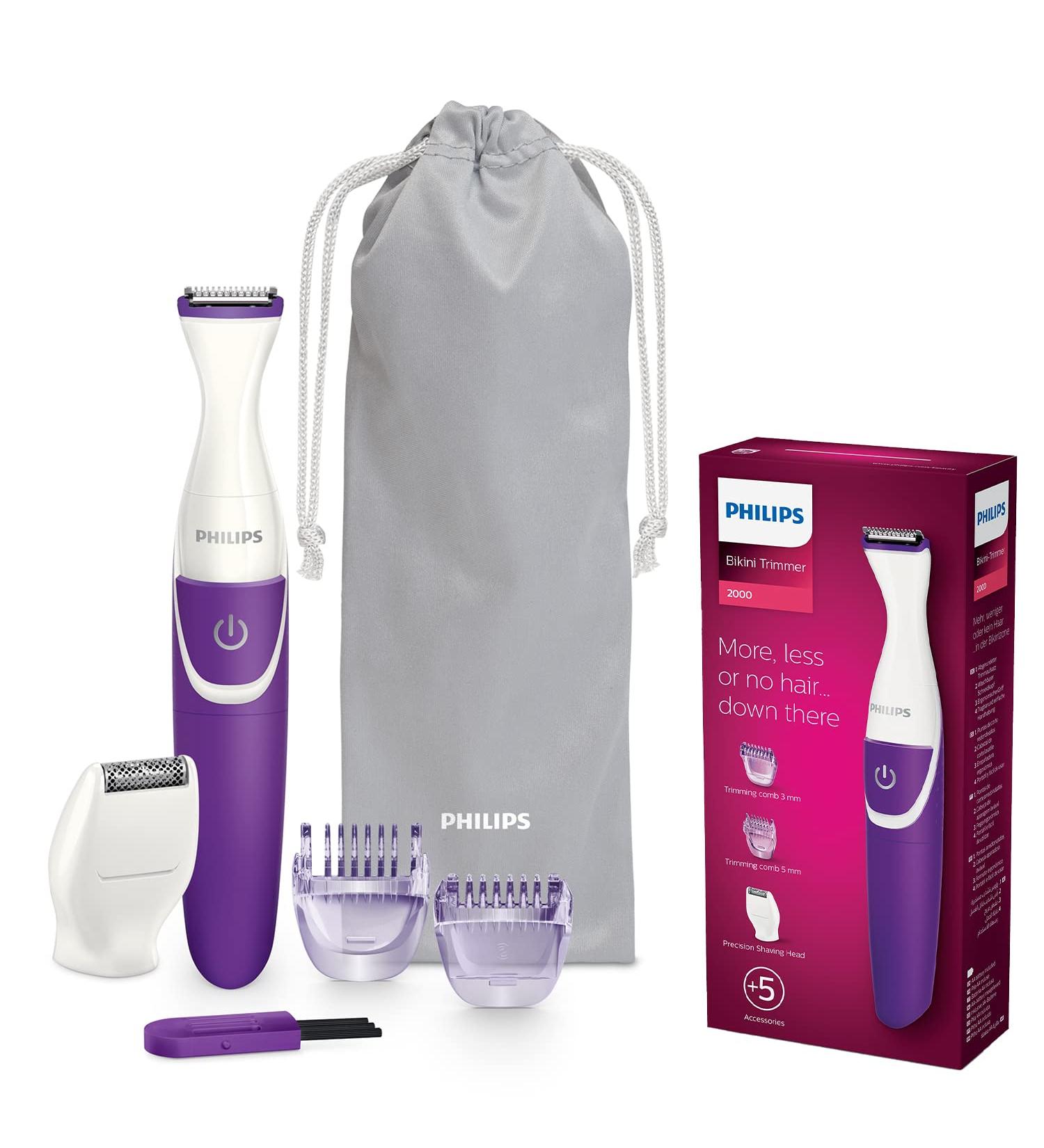 Philips BikiniGenie BRT383/15 - Bikini Trimmer for Styling & Shaving with Comb Attachments - Effortless Hair Removal - Violet - Buy Online on GoSupps.com