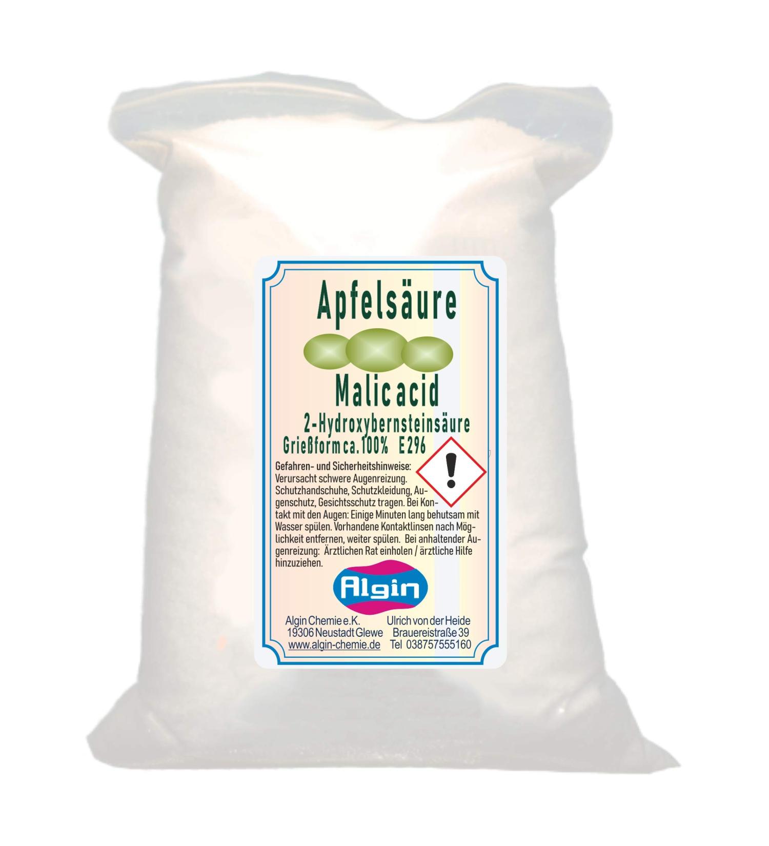  Algin Malic acid 100% 1 kg - Clip-on bag of fine semolina E296 - Food additive - Acid - Bleach - Buy Online on GoSupps.com