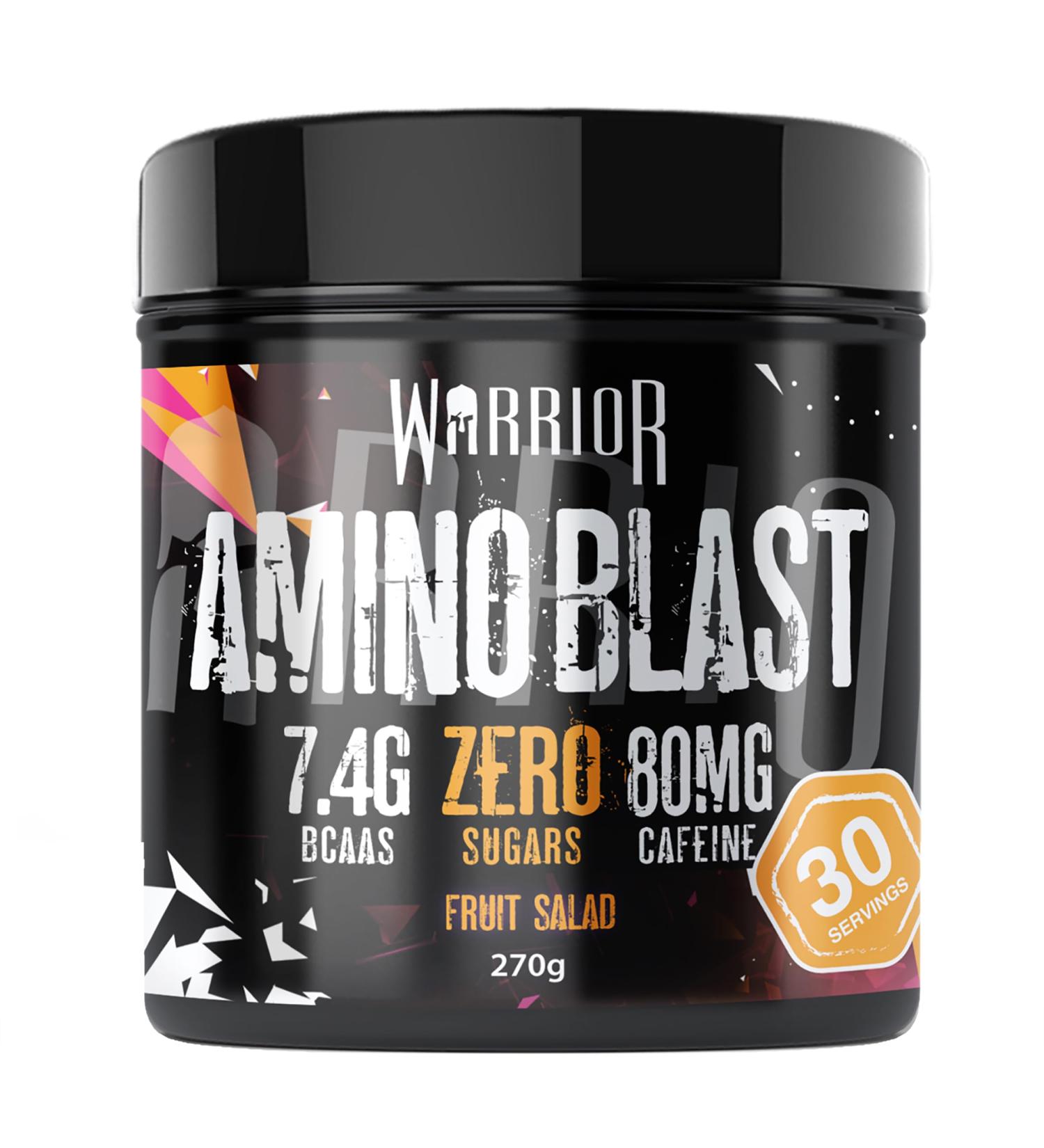 Warrior Amino Blast 270g BCAA Powder Branched Chain Amino Acids Supplement Intra Workout & Recovery Energy Drink 30 Servings (Fruit Salad) - Buy Online on GoSupps.com