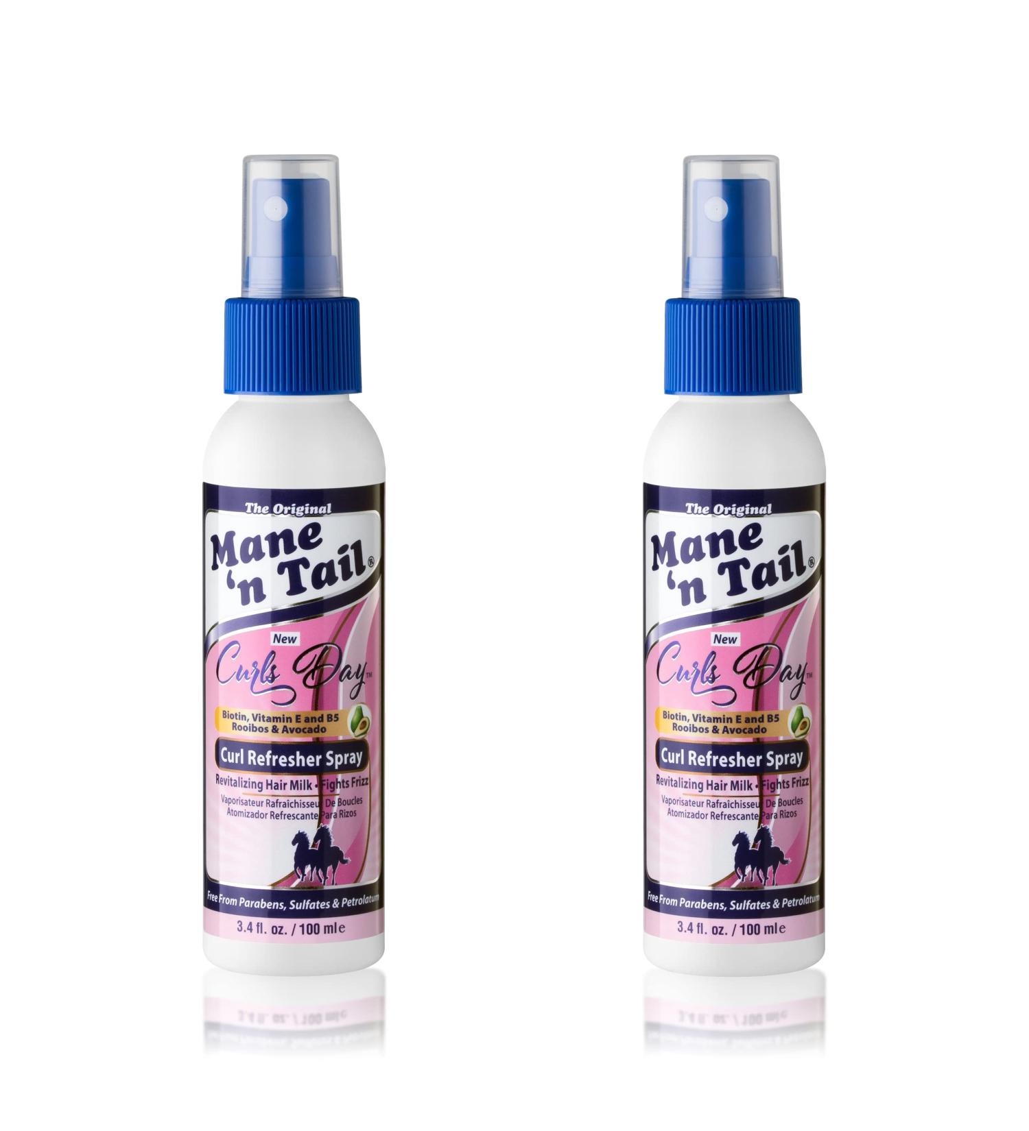 Mane 'n Tail Curls Day Curl Refresher Spray (2 Pack) 3.4 Oz Each Lightweight Mist to Revitalize Detangle & Reactivate Curls Coils & Waves 2pk Curls Day Curl Refresher