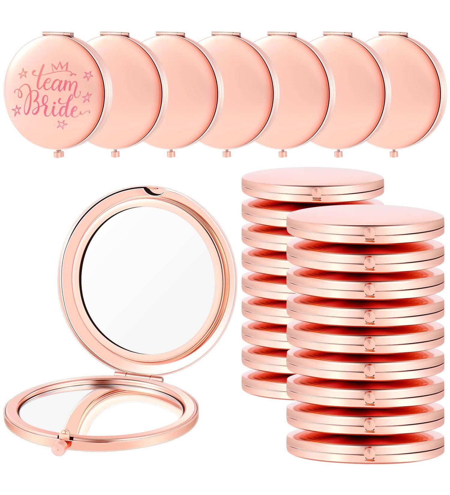 Set of 24 Rose Gold Compact Mirror Bulk Pack - Double Sided Magnifying Makeup Mirrors for Travel - 2.76 Mini Round Folding Design - Buy Online on GoSupps.com