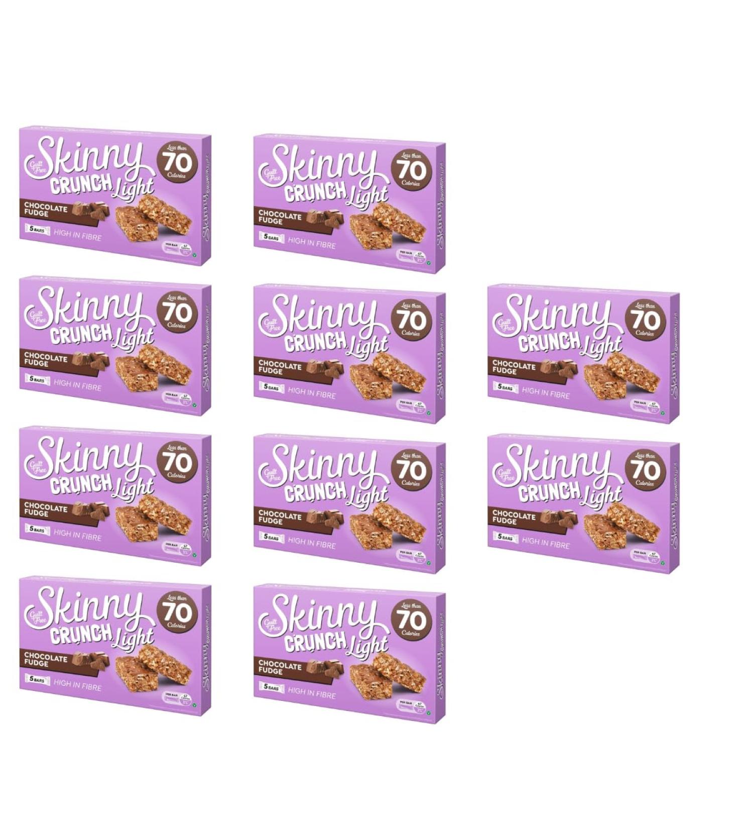 Skiny Crunch Light Chocolate Fudge Bars 5 Pack - A Low Calorie Chocolate Snack - Perfect For a Quick Snack On-The-Go - Pack of 10